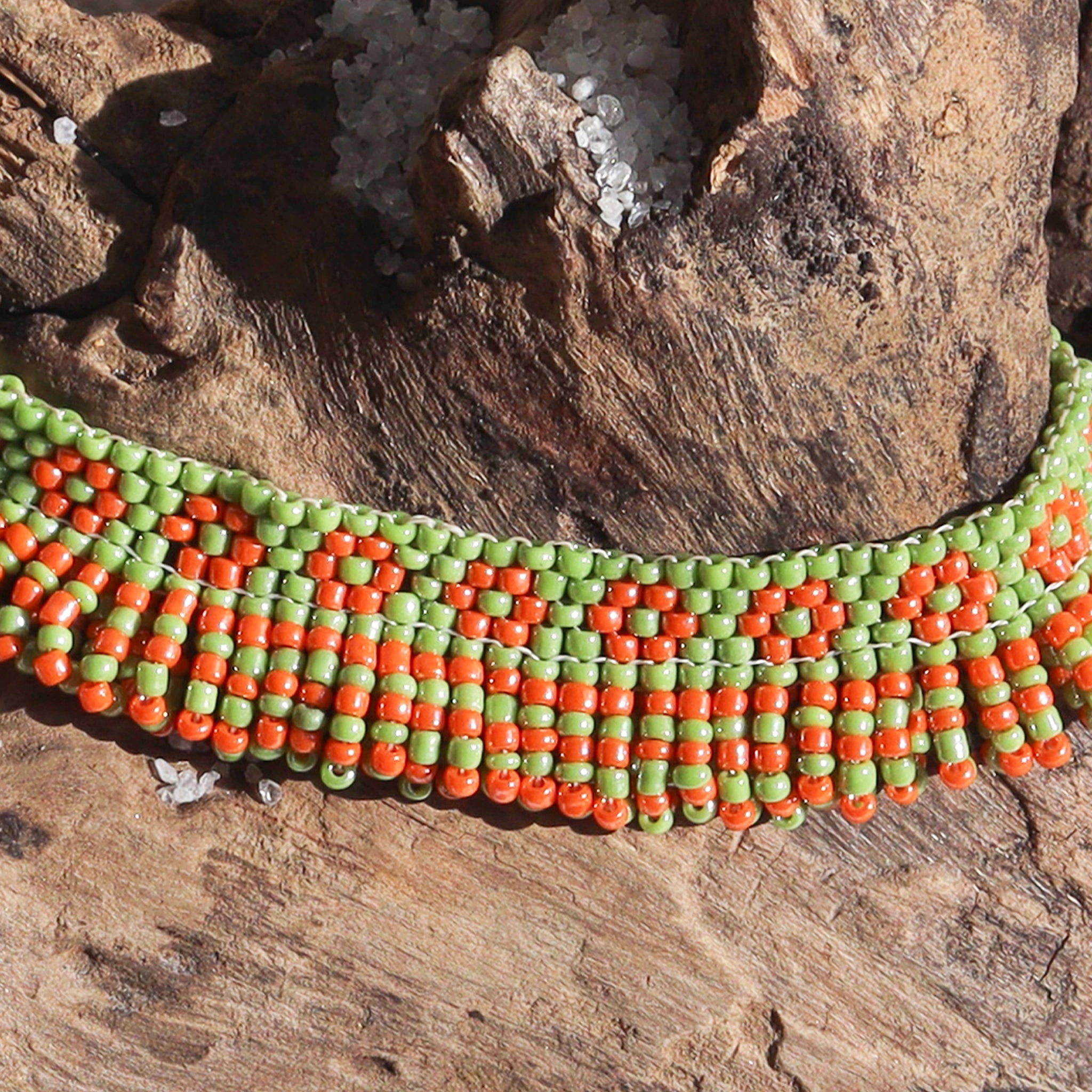 Kutch Bead work Neck piece - Green & Orange