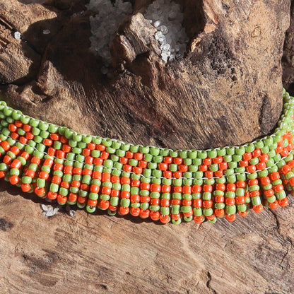 Kutch Bead work Neck piece - Green & Orange