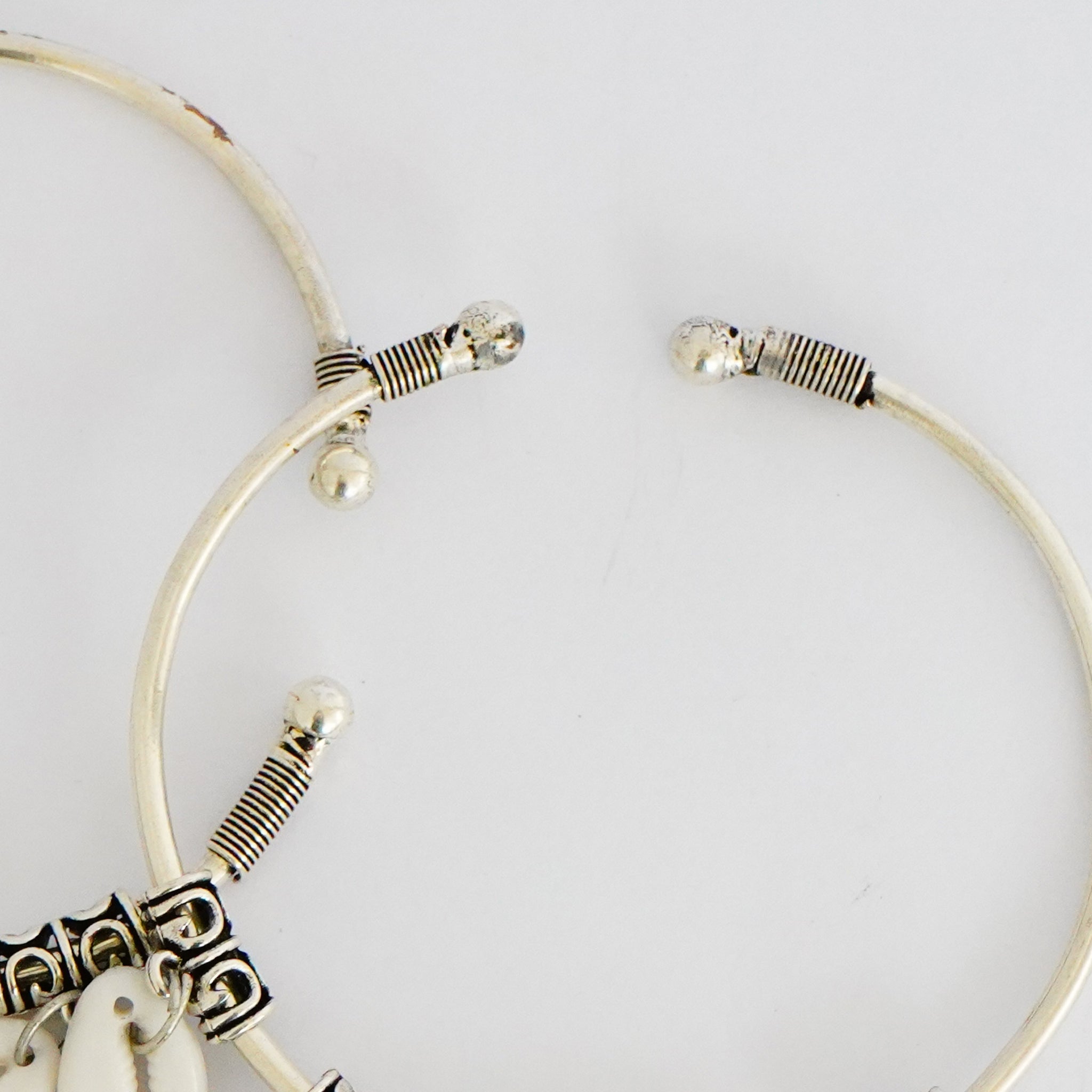 Oxidized German Silver Bangles with Dangling Conch(Set of 2)