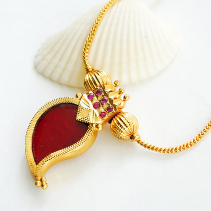 Palakka Necklace Red Mango-shaped Pendant