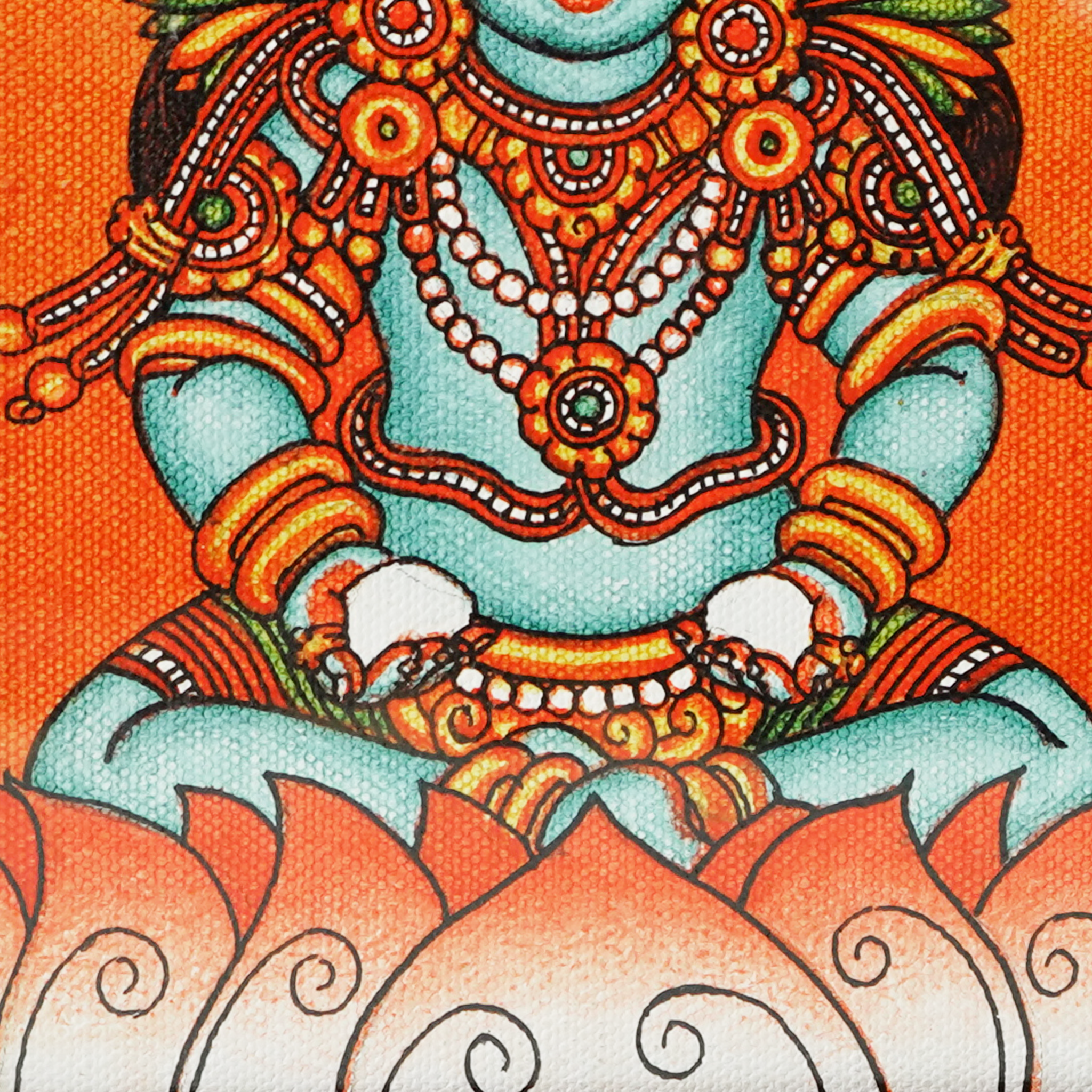 Handcrafted Little Krishna Mural Painting | Baby Krishna Tabletop Decor(Length:9"xBreadth:11") mural painting wall art by Culturati