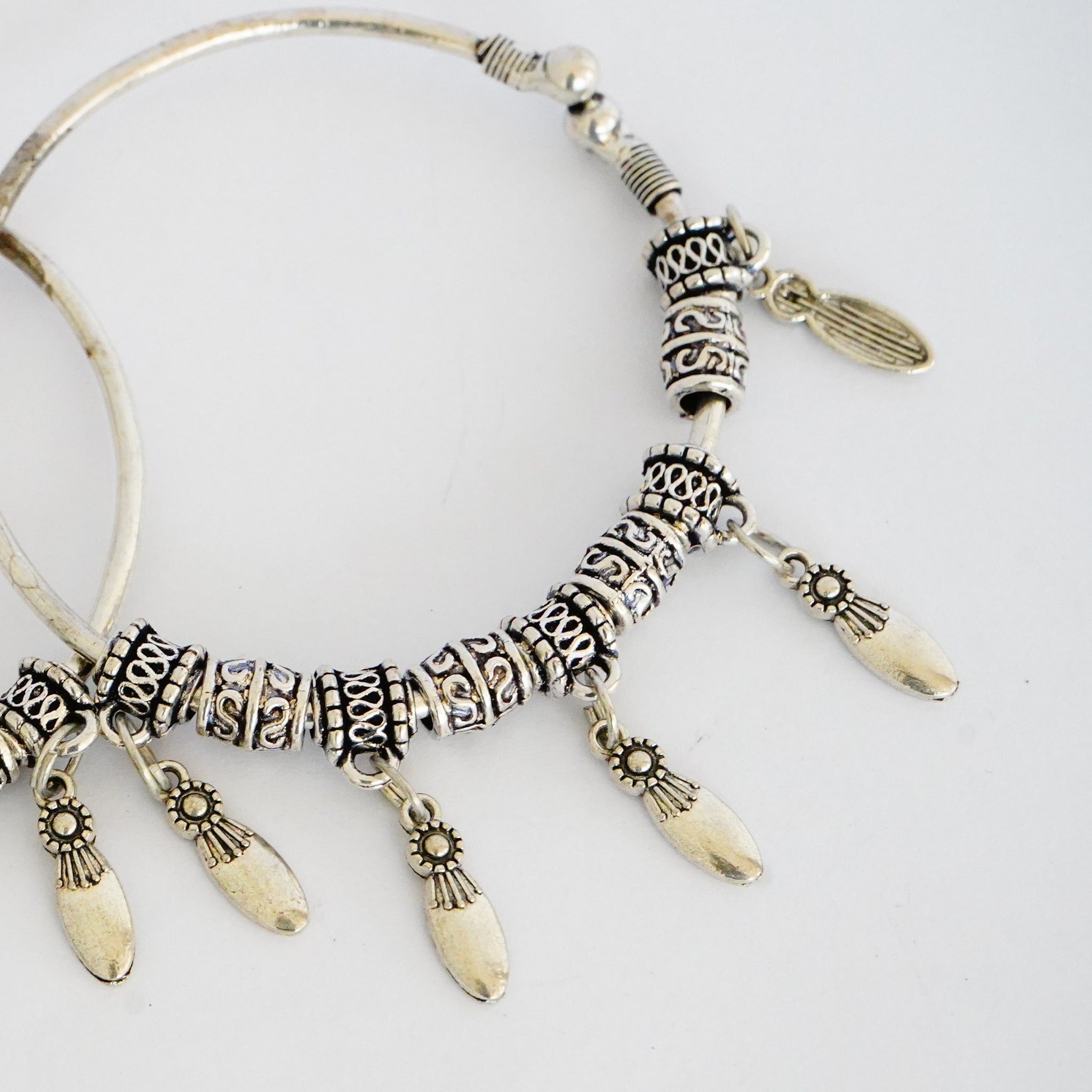 Oxidized German Silver Bangles with Dangling Petal(Set of 2)