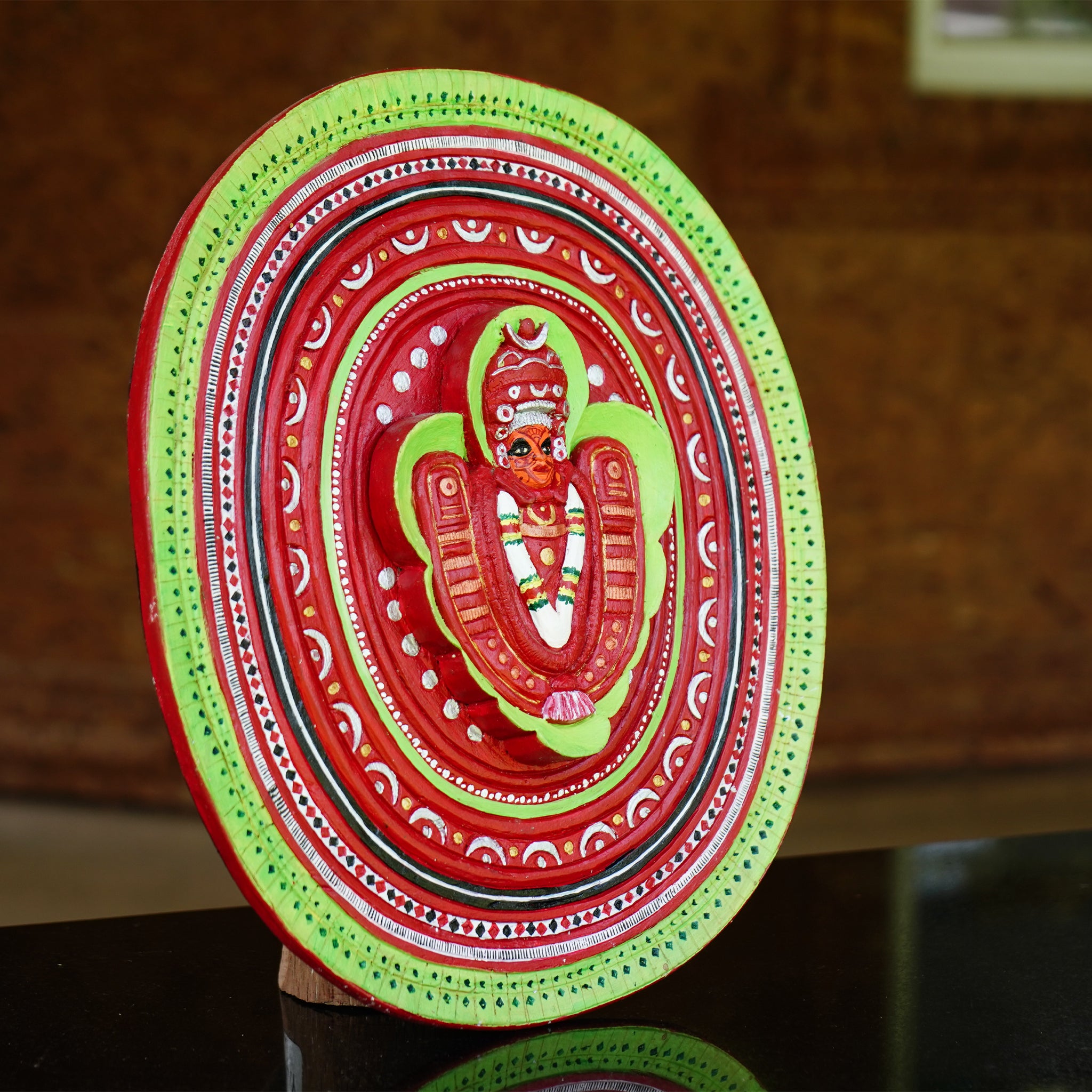 Handcrafted Chamundi Theyyam Wooden Decor-Made to Order