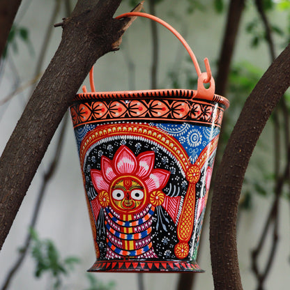 Handpainted Pattachitra Bucket: Colorful Charm 