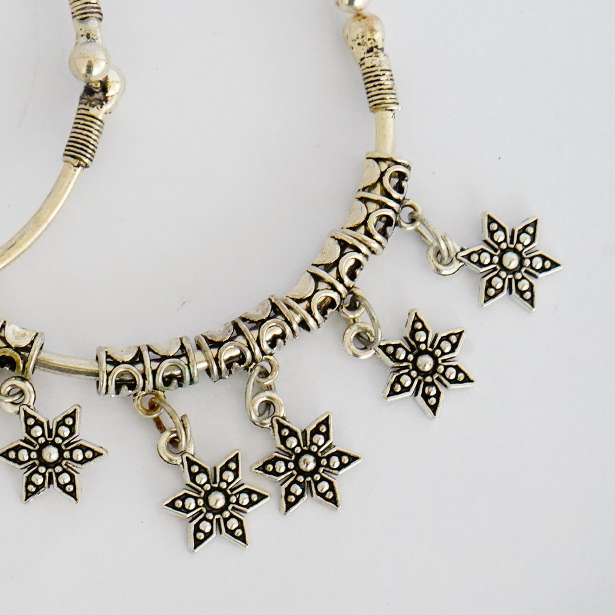 Oxidized German Silver Bangles with Dangling Stars(Set of 2)