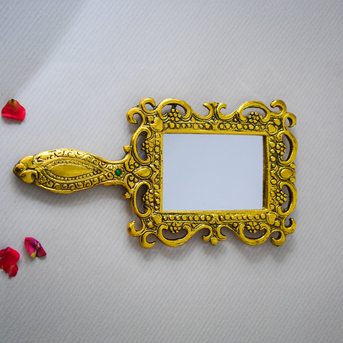 Golden Bloom Vanity Hand Mirror