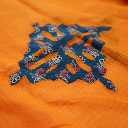 Shop Orange & Blue Applique Kotadoria Dupatta Online 