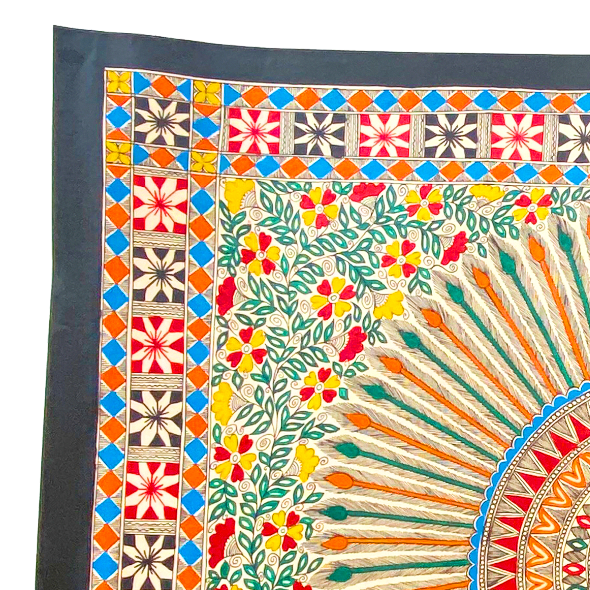 Hand Painted Colorful Madhubani Surabhimor -Made to Order