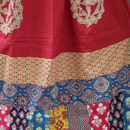 Patchwork Ajrakh Dupatta- Red