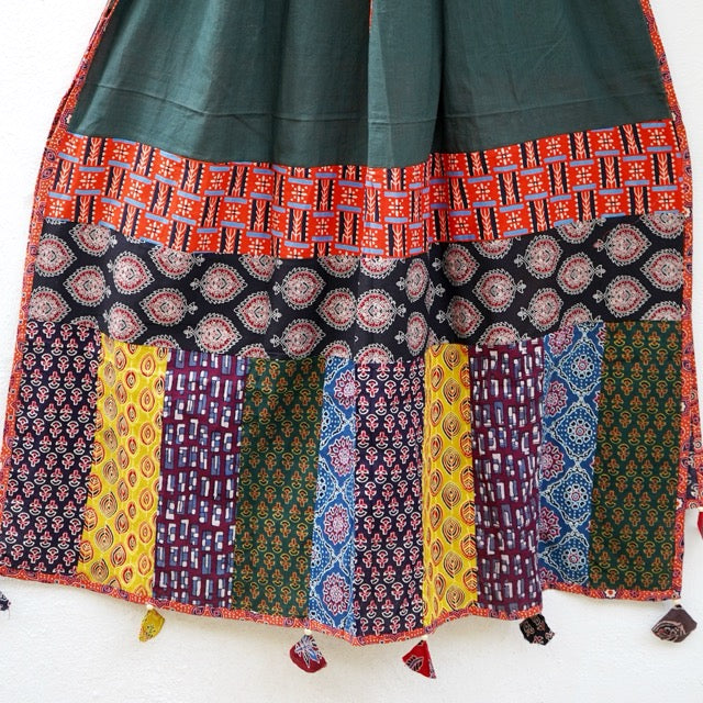 Patchwork Ajrakh Dupatta-  Dark Green