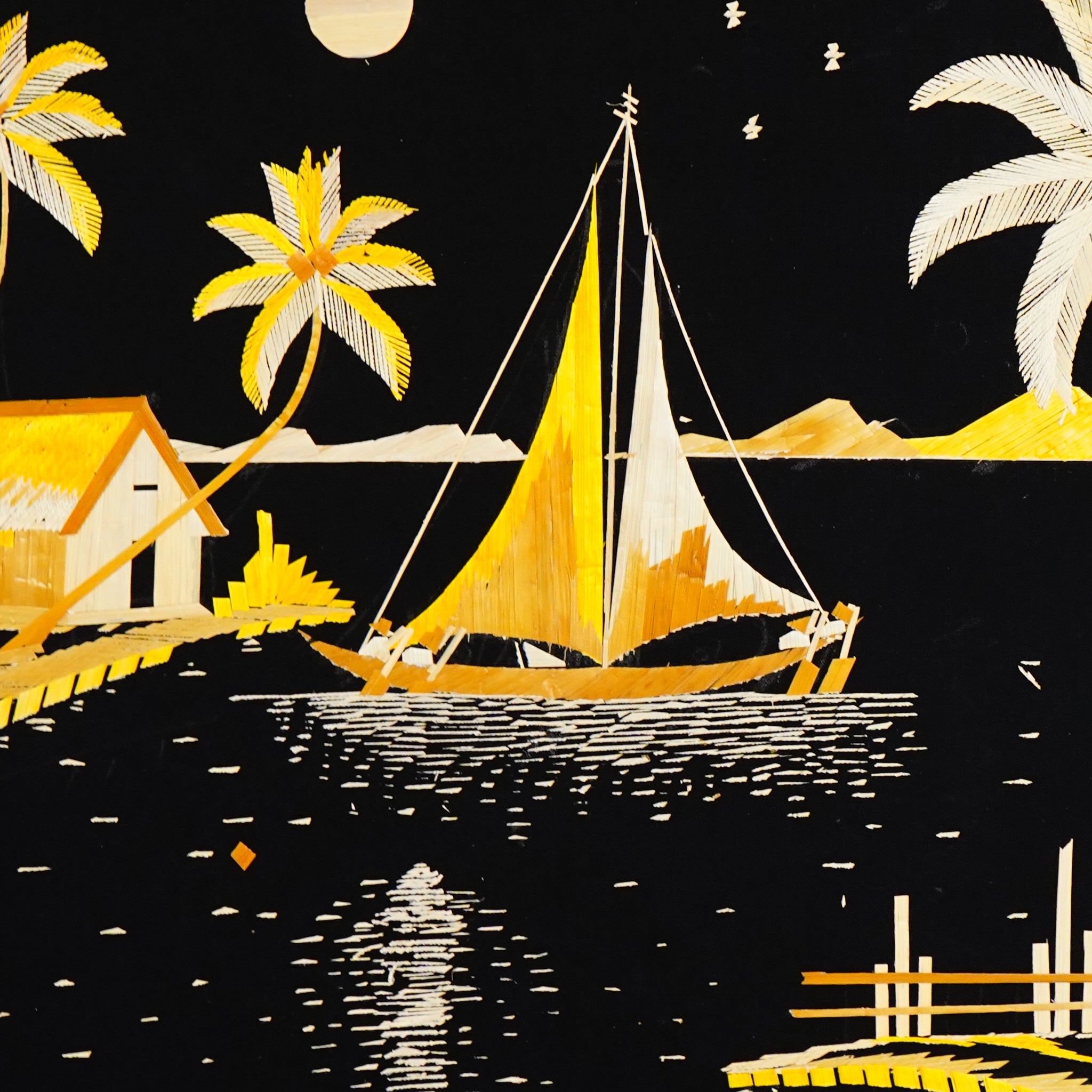 Traditional Kerala Straw Art: Golden Twilight [Length - 13.5" Width - 19.5"]