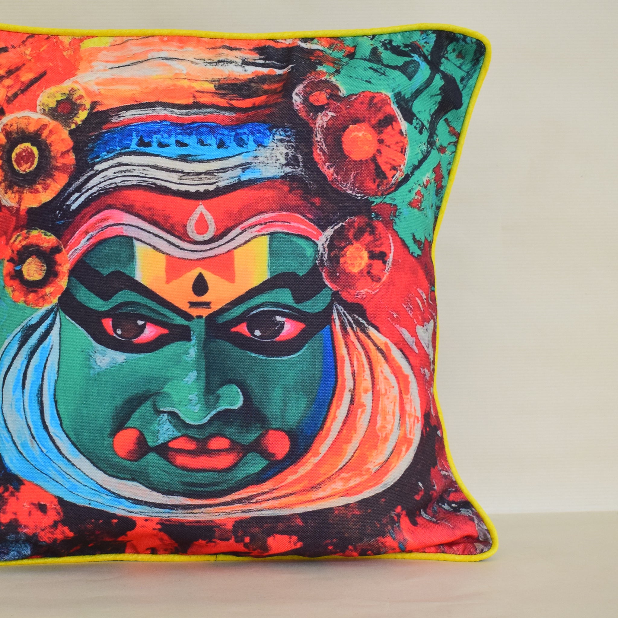 Kathakali Face Cushion Cover