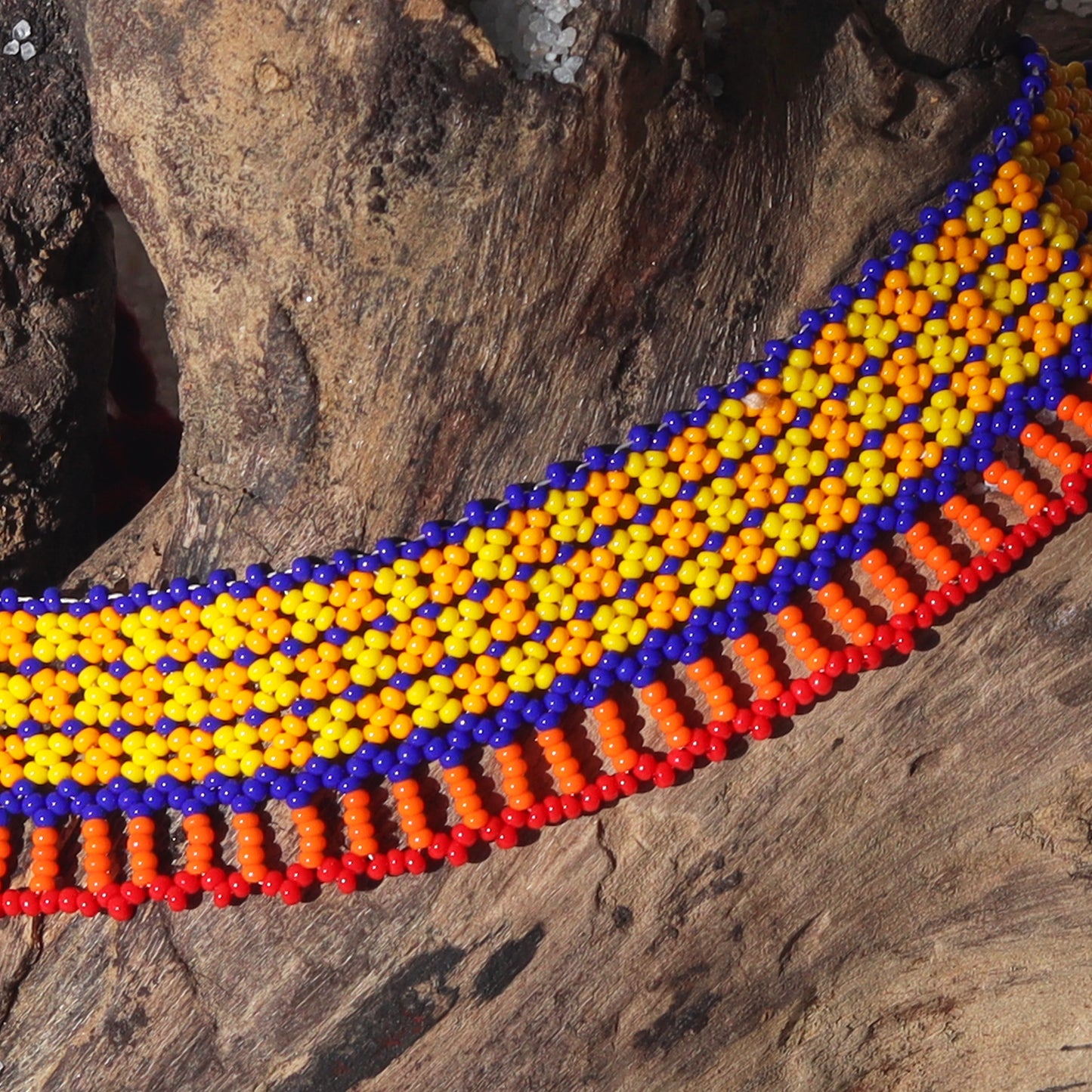 Bead work Neck piece - Violet & Yellow