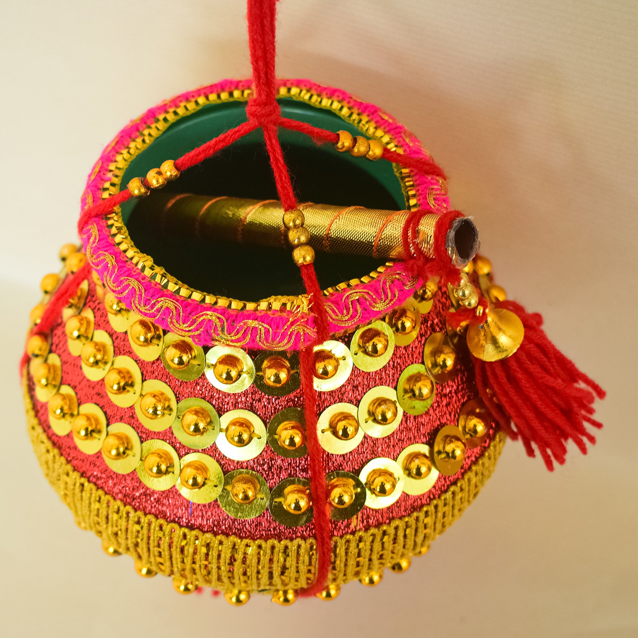 Lord Krishna's Vennaikuddam (Decorative Pot) with Flute