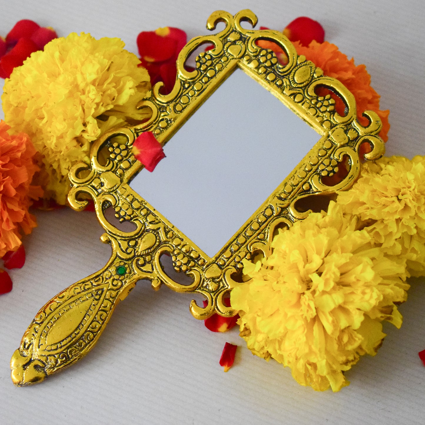 Golden Bloom Vanity Hand Mirror