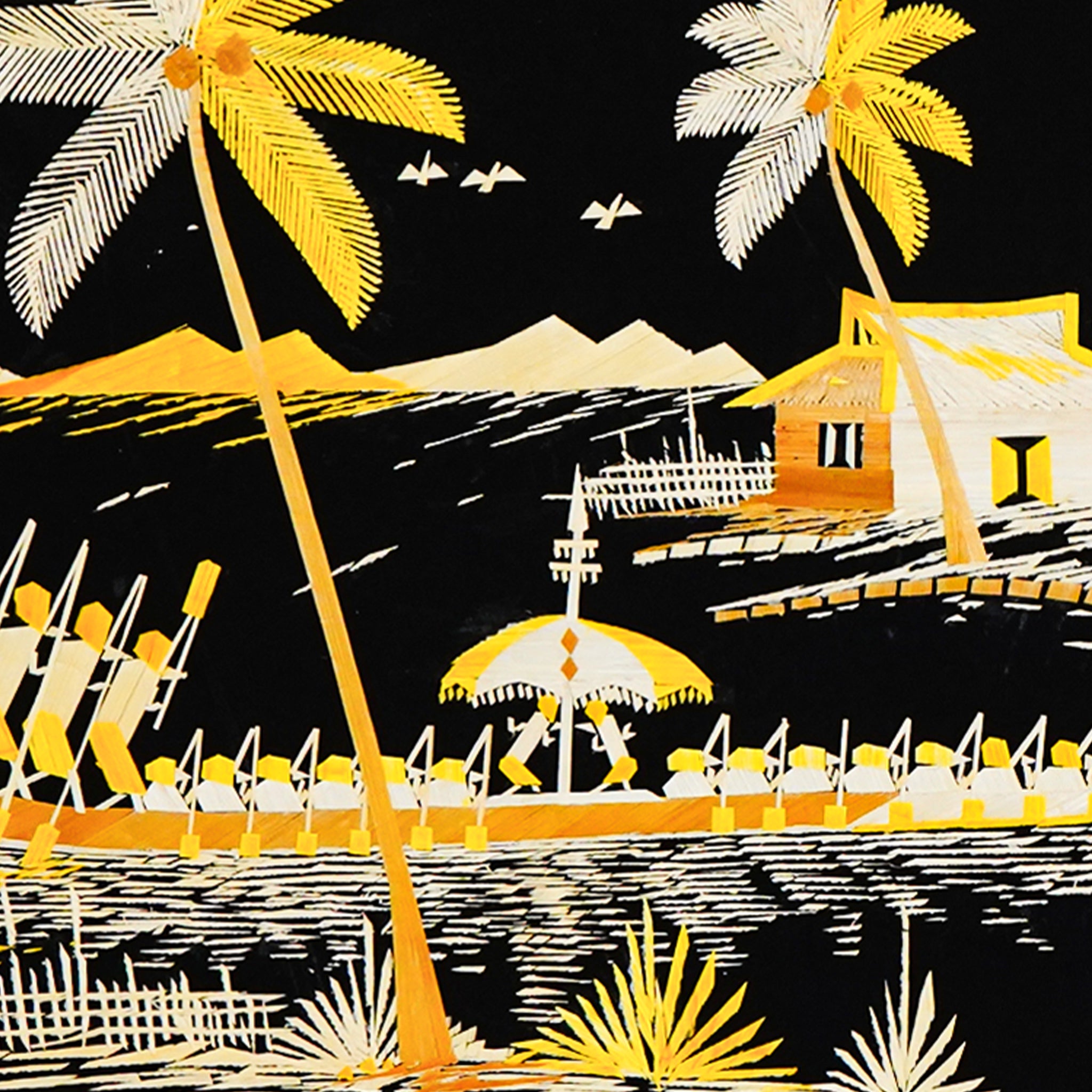 Eco Friendly Traditional Kerala Straw Art  Lakeside Elegance with Vallam [Length - 13.5" Width - 19.5"]