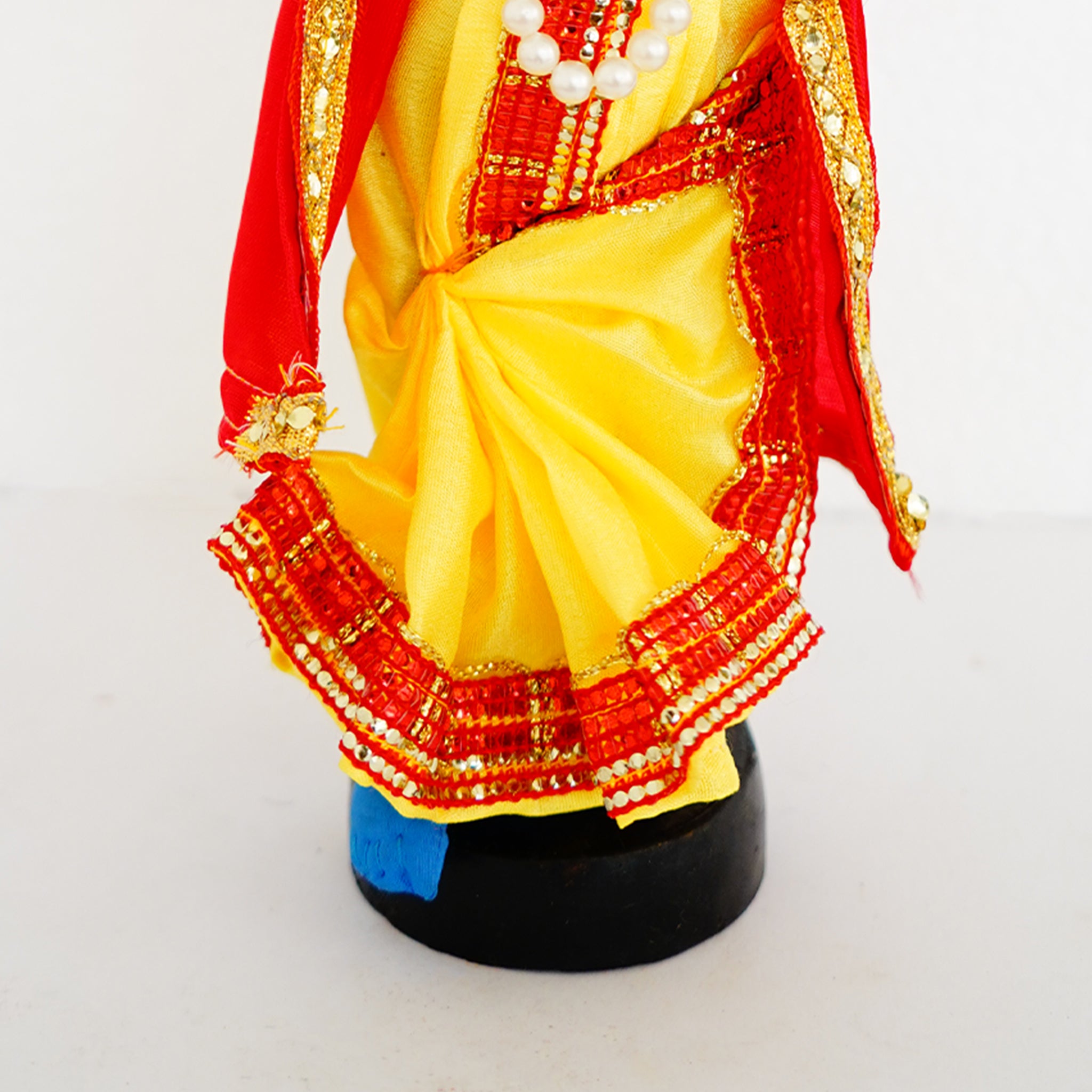 Handmade Fabric Doll Flute Enchanter Krishna in Bliss Red Crown