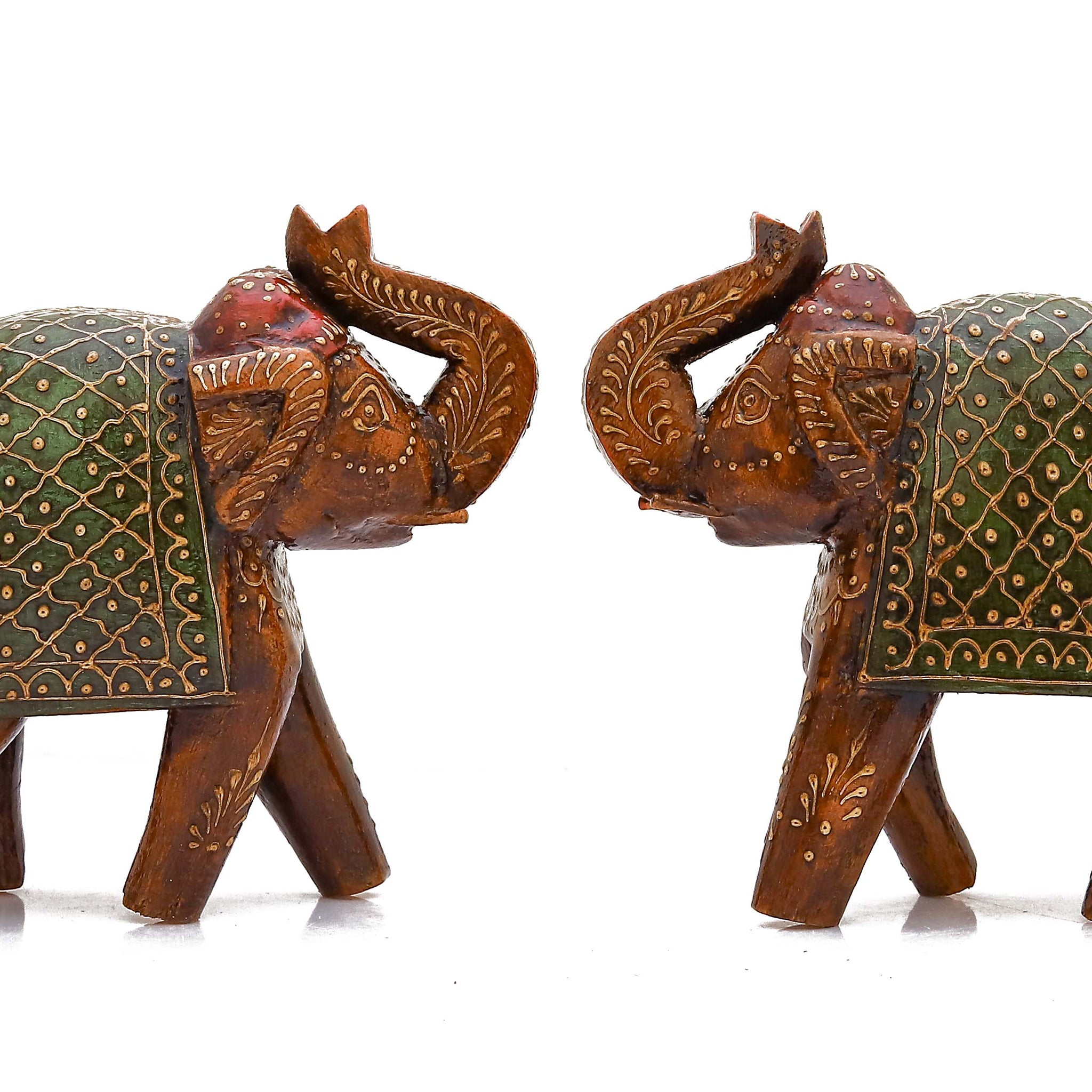 Handpainted Wooden Elephant Symbol Of Good Luck And Prosperity(Set of 2)