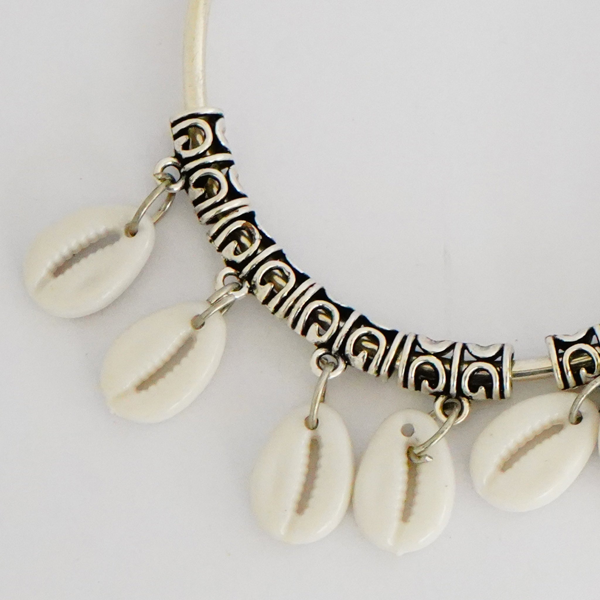 Oxidized German Silver Bangles with Dangling Conch(Set of 2)