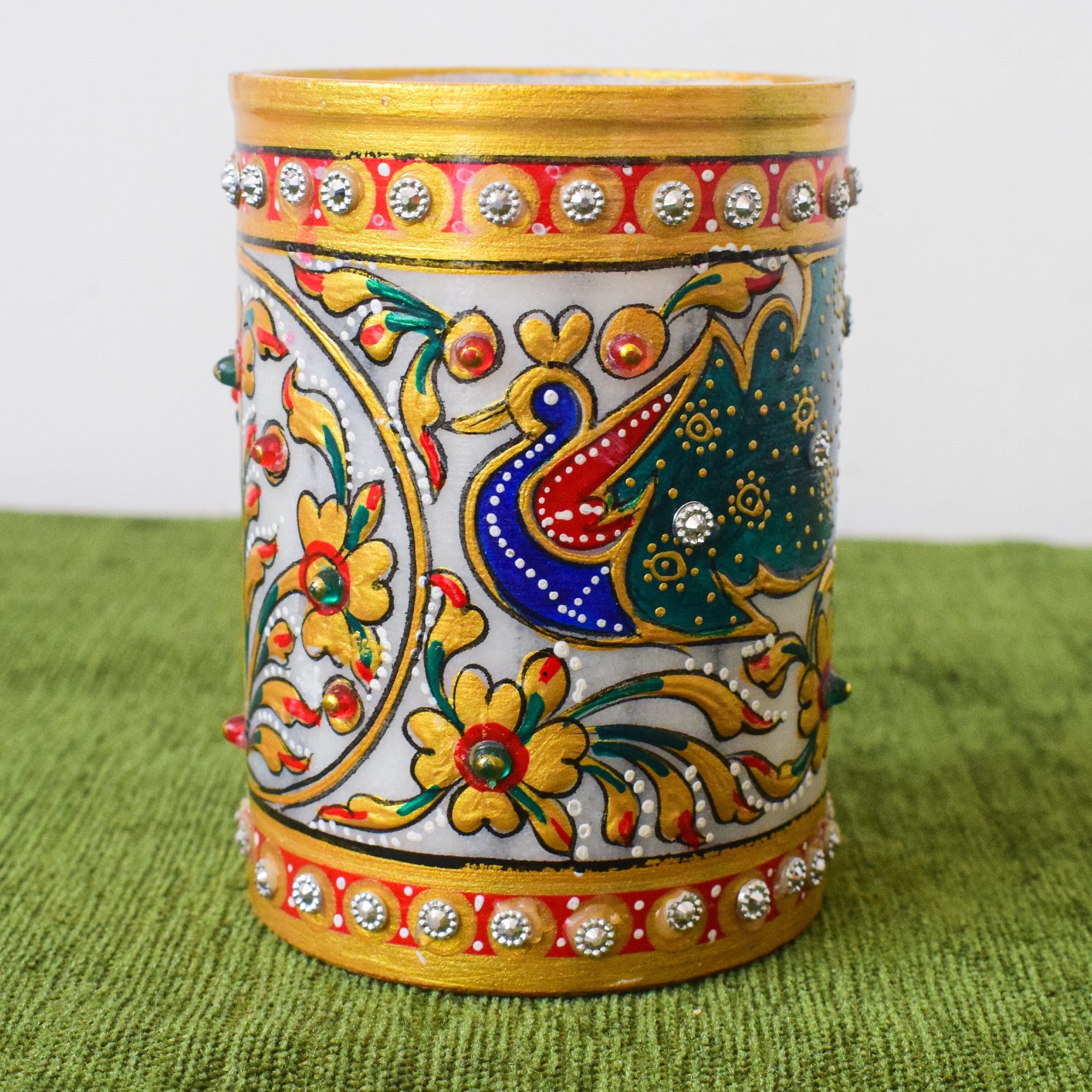 Kishangarh Marble Glass with Intricate Hand-Carved Designs