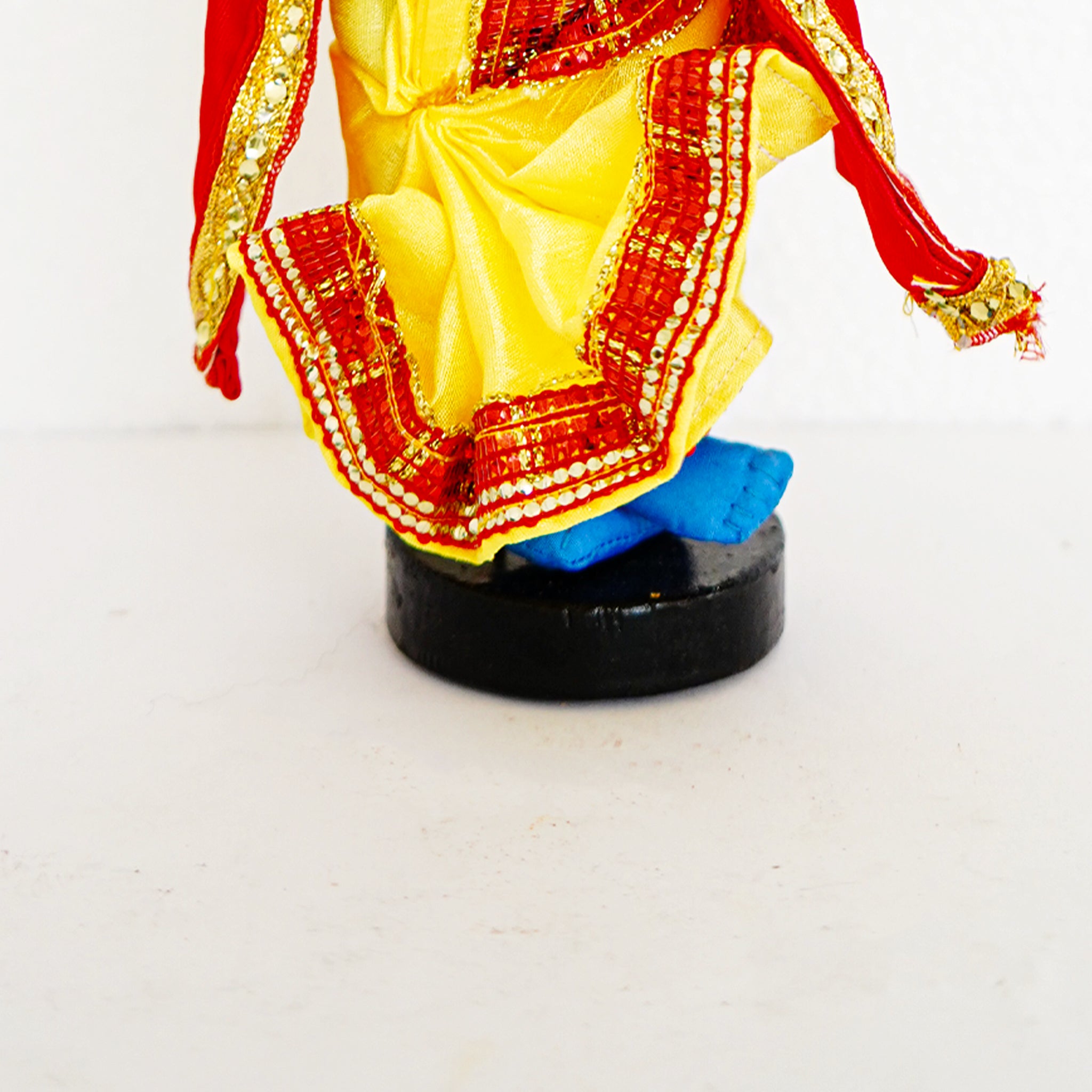 Handmade Fabric Doll Flute Enchanter Krishna in Bliss Blue Crown