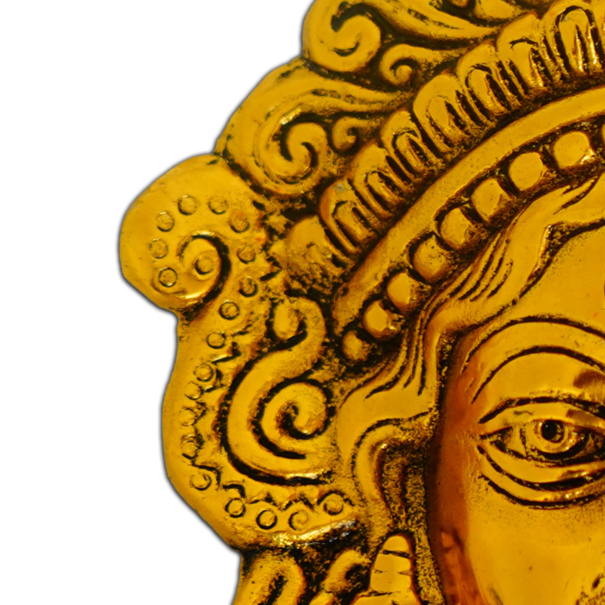 Goddess Durga Face Gillet Metal Hanging Idol in Golden Finish