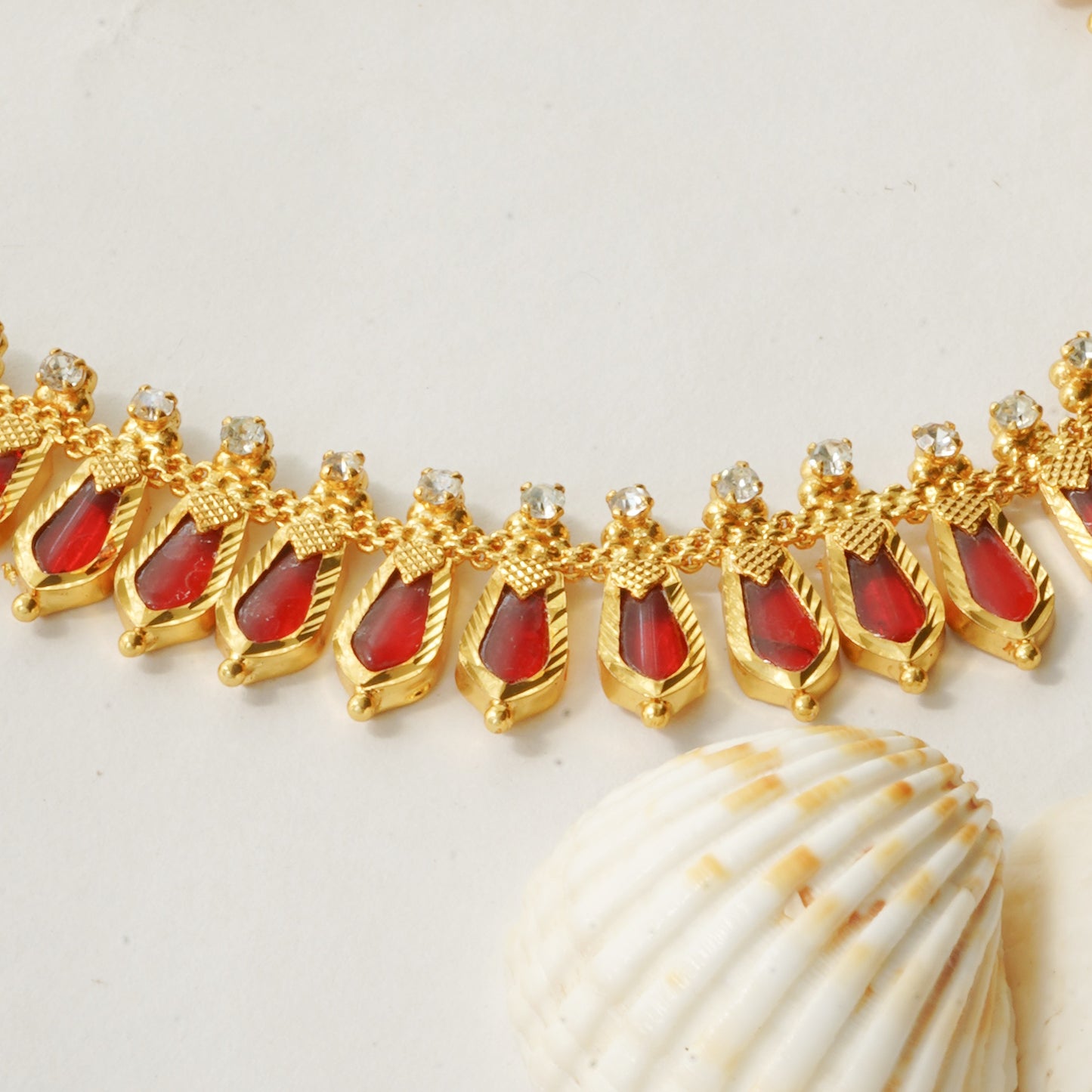 Kerala Palakka Jewellery - Red Nagapadam Necklace