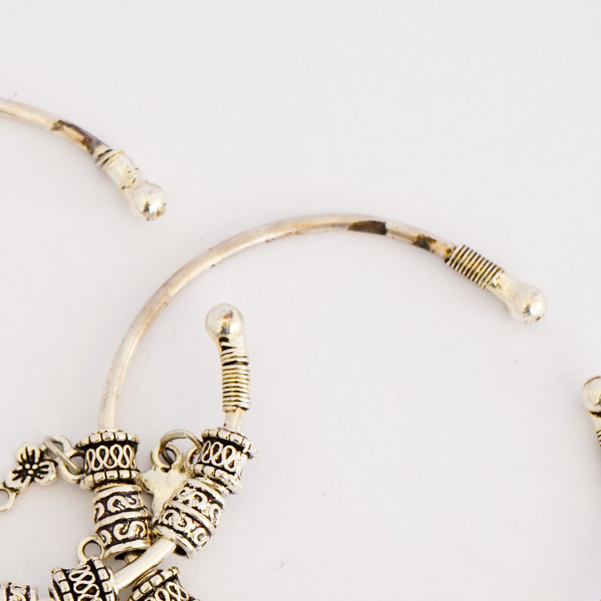Oxidized German Silver Bangles with Dangling Petals(Set of 2)