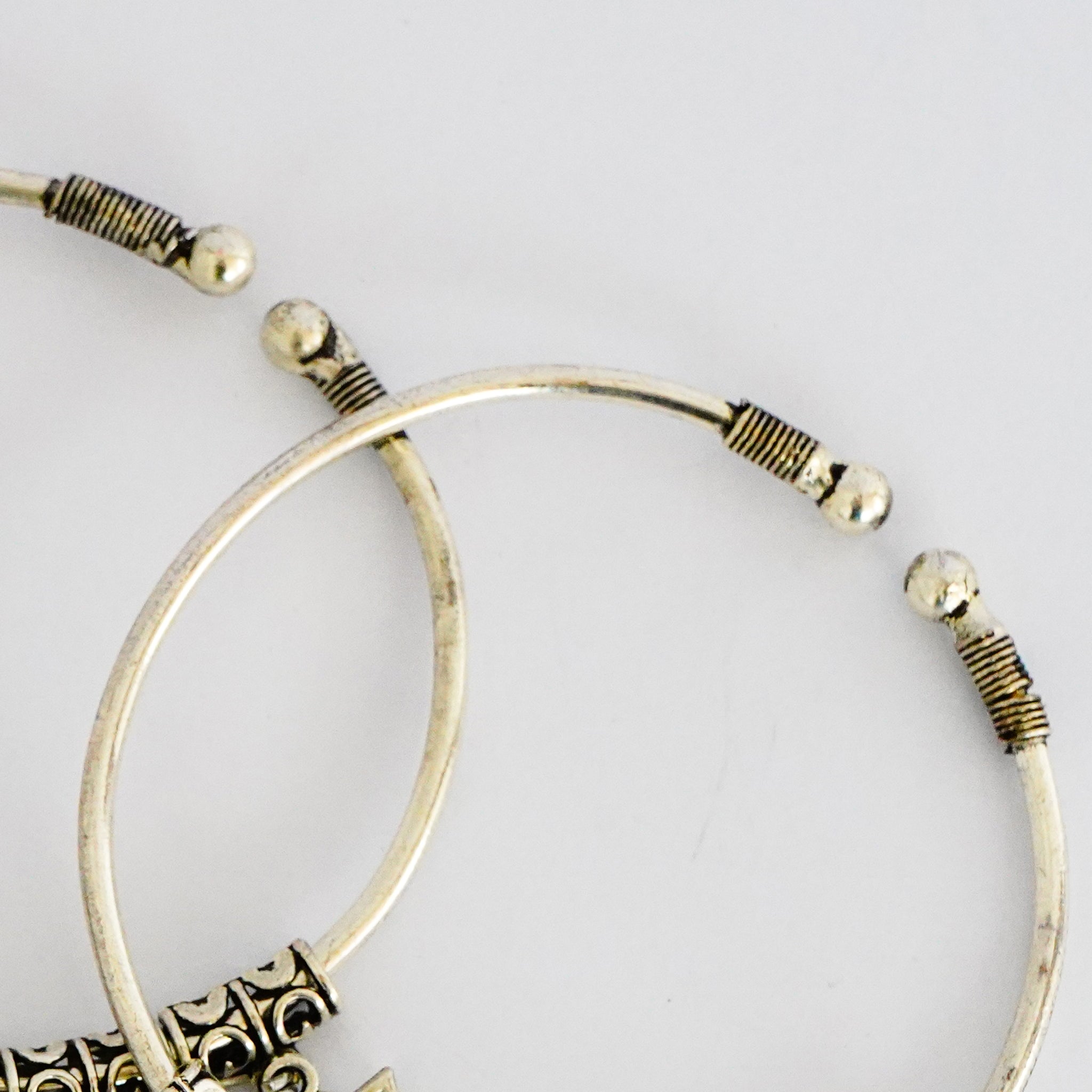 Oxidized German Silver Bangles with Dangling Stars(Set of 2)