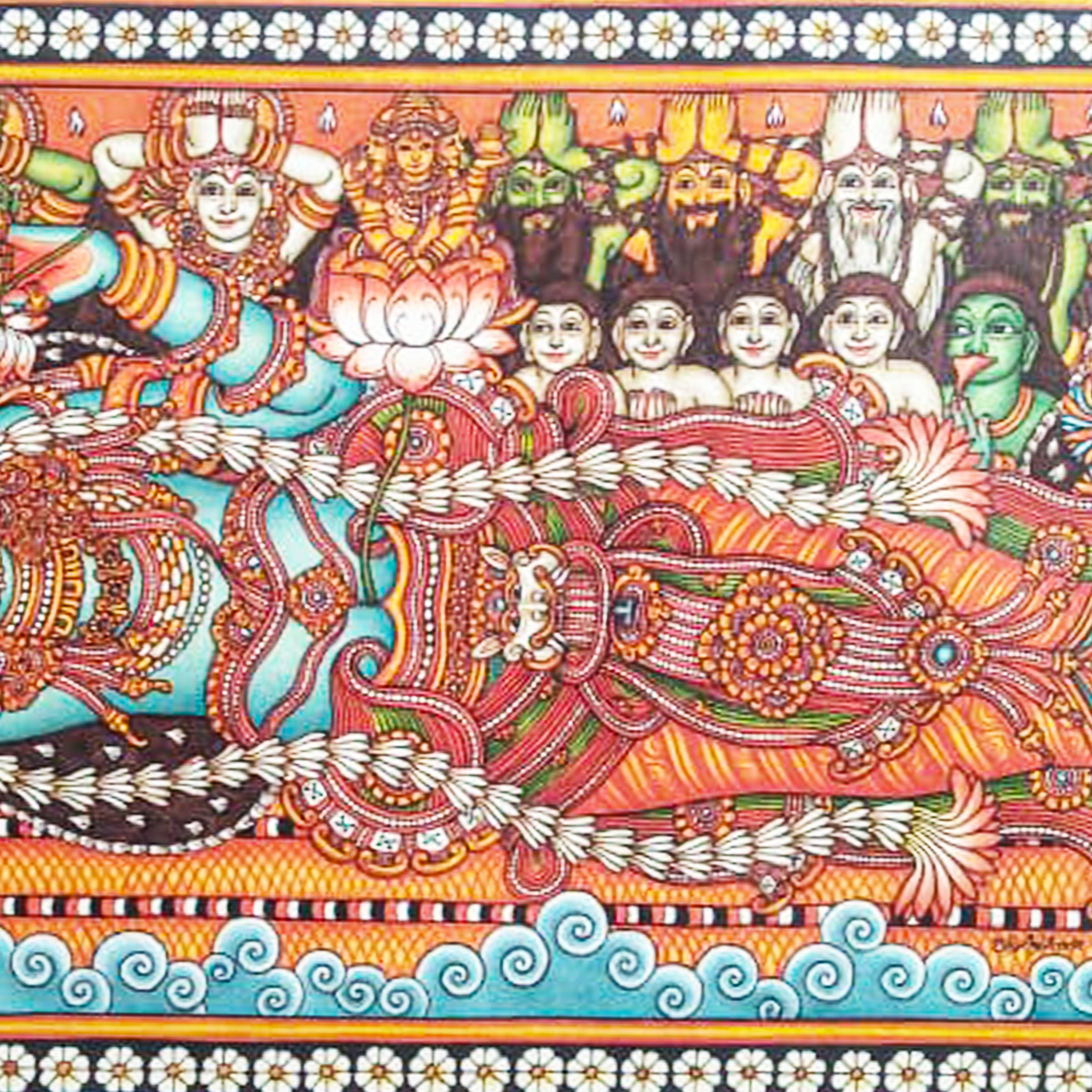 Ananthasayanam-Sree Padmanabha Kerala Mural Painting-Made to Order(48 in X 24 in)