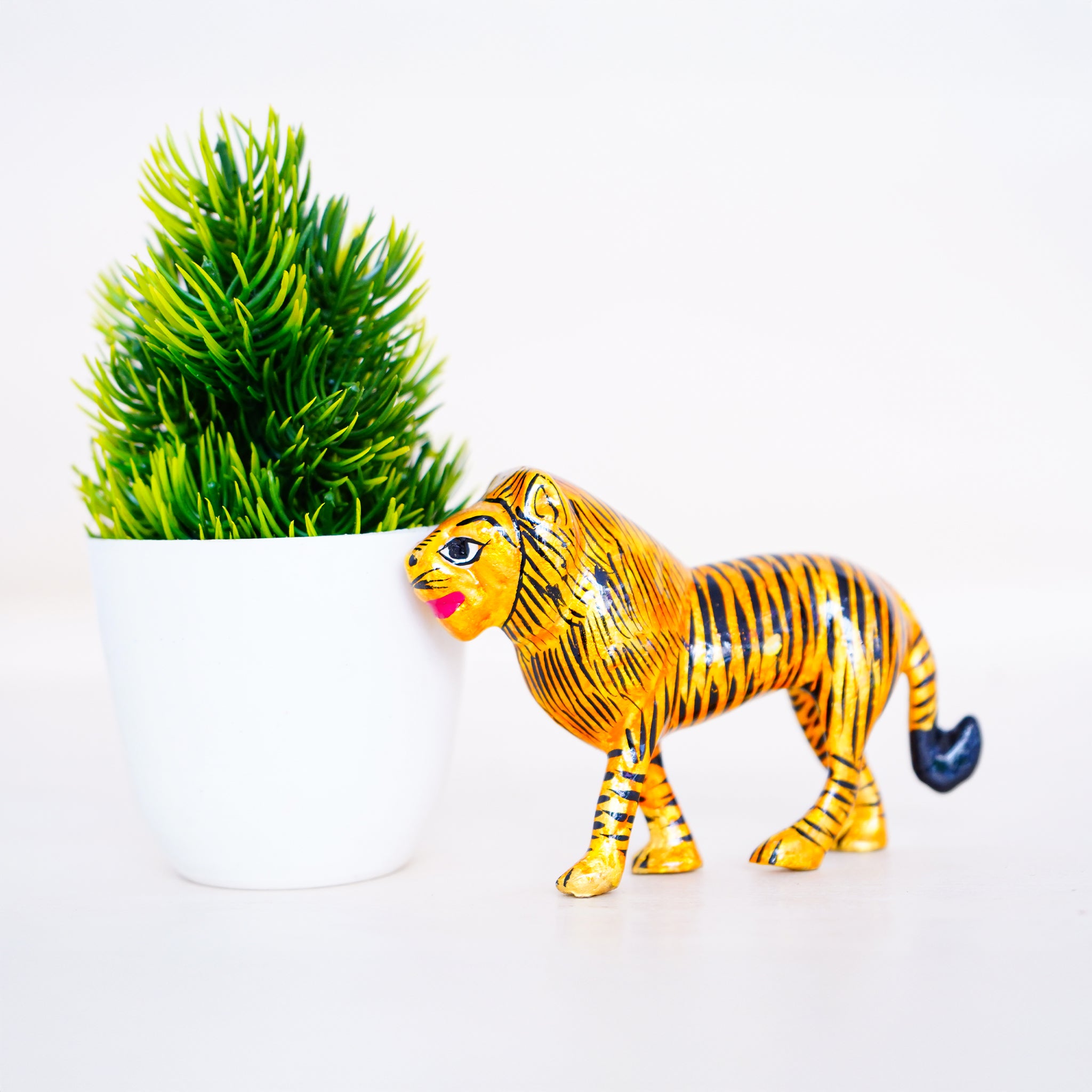Elegant Handcrafted Meenakari Design Tiger Miniature -4 Inch