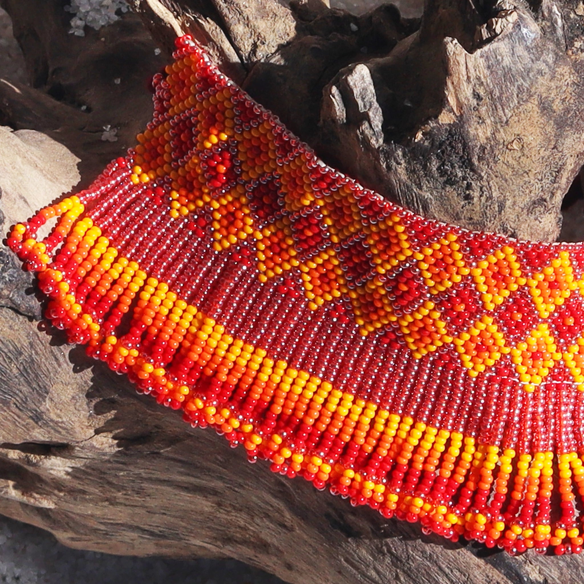 Kutch Bead work Neck piece - Red,Yellow & Orange