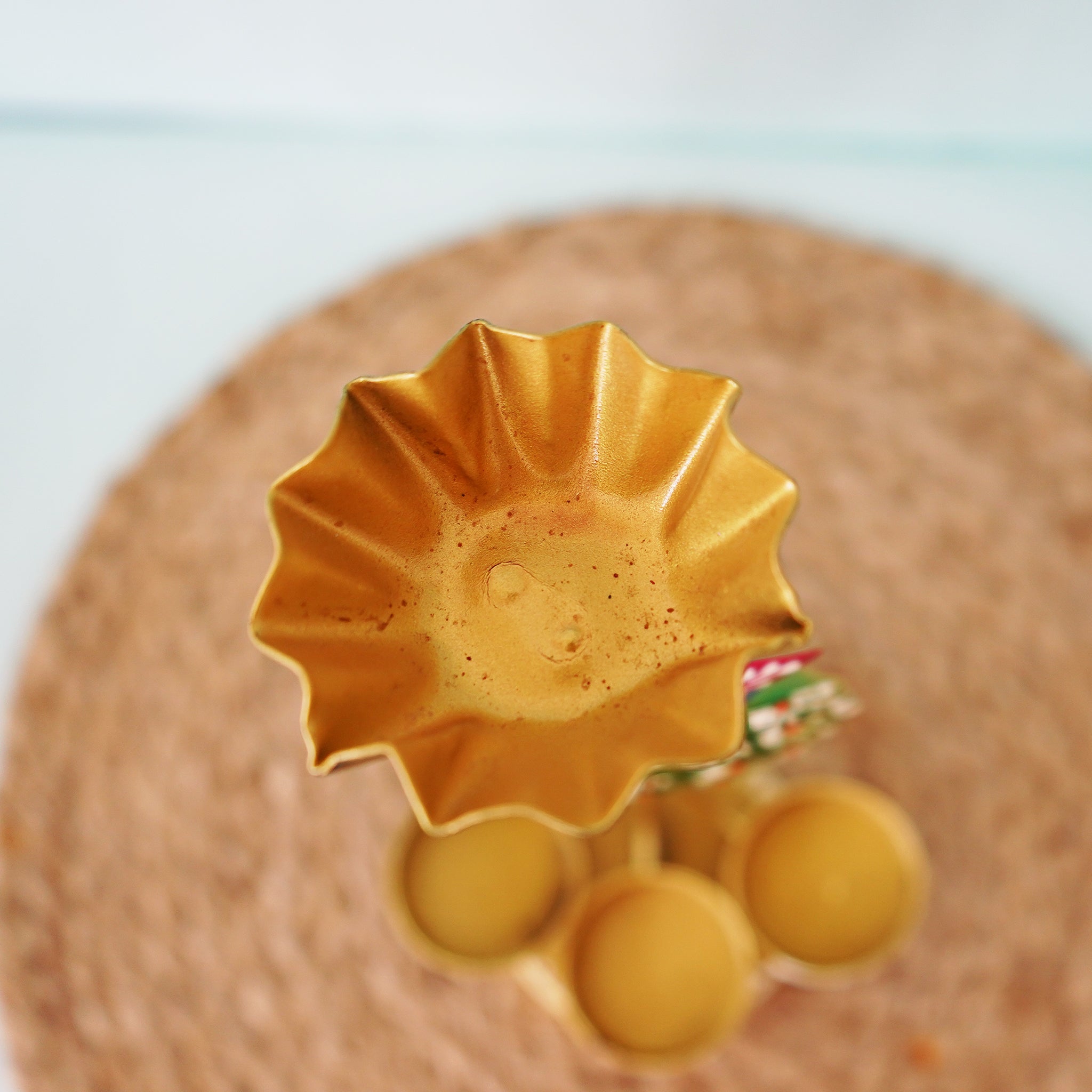 Peacock 3 Light Stand - Traditional Brass Diya Holder for Pooja Room & Home Decor