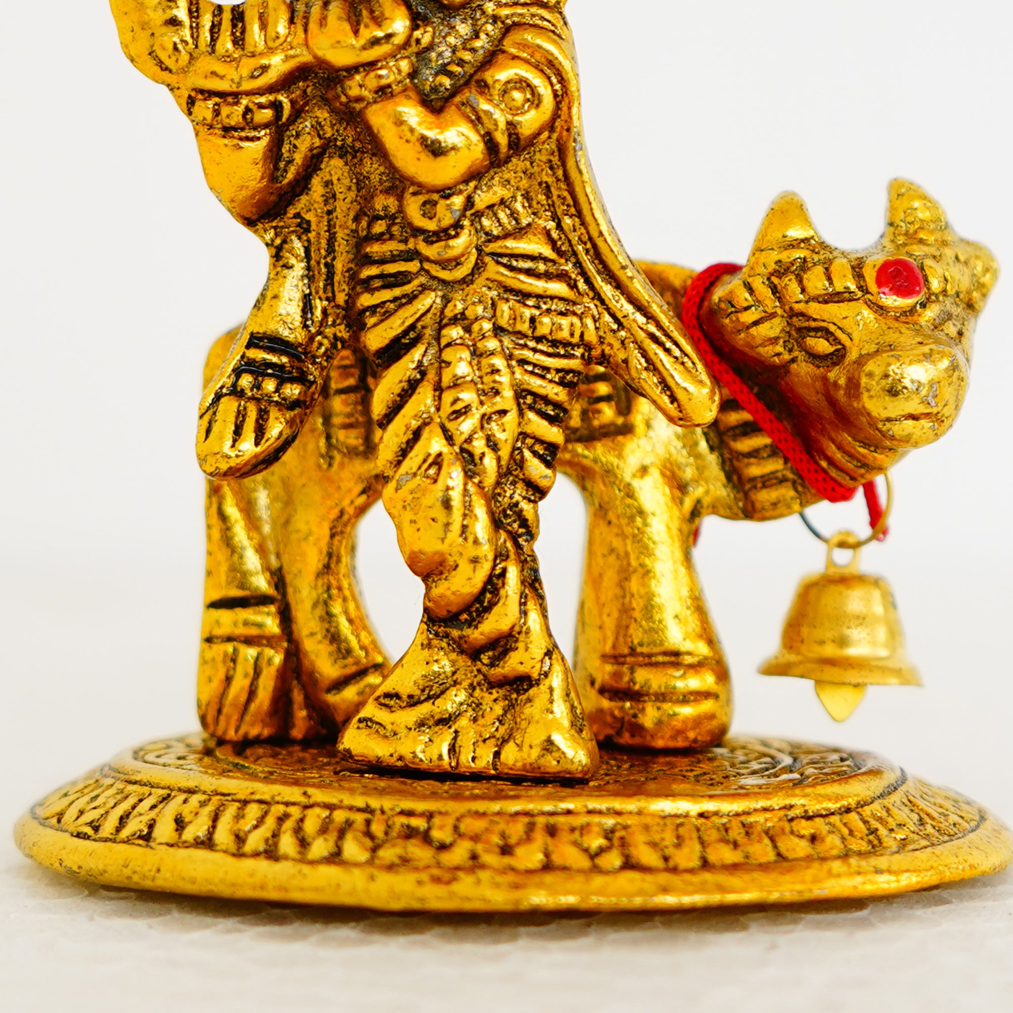 Krishna with Calf Miniature Idol Flute Playing Gillet Metal Statue