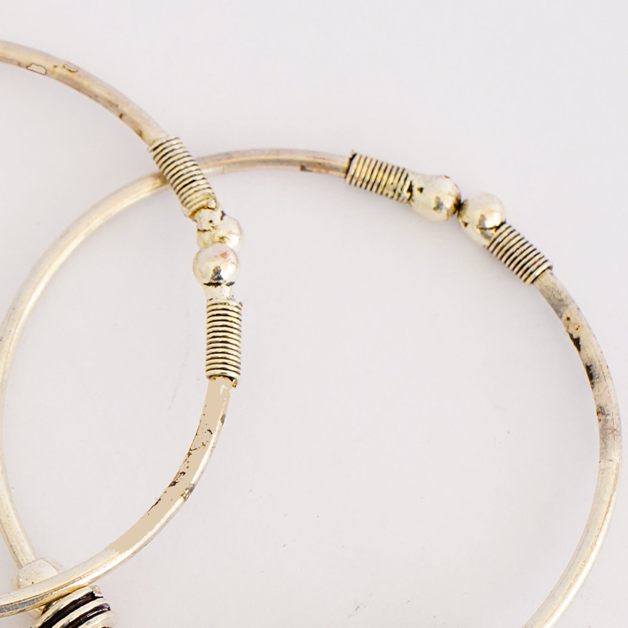 Oxidized German Silver Bangles with Dangling Heart(Set of 2)