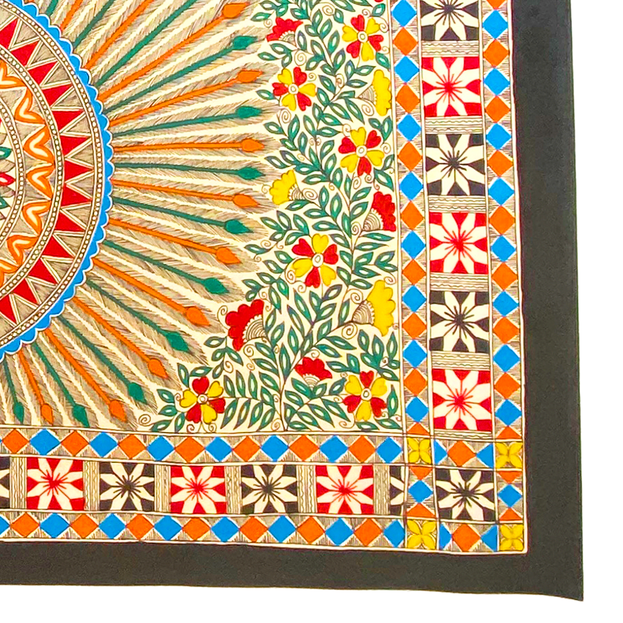 Hand Painted Colorful Madhubani Surabhimor -Made to Order