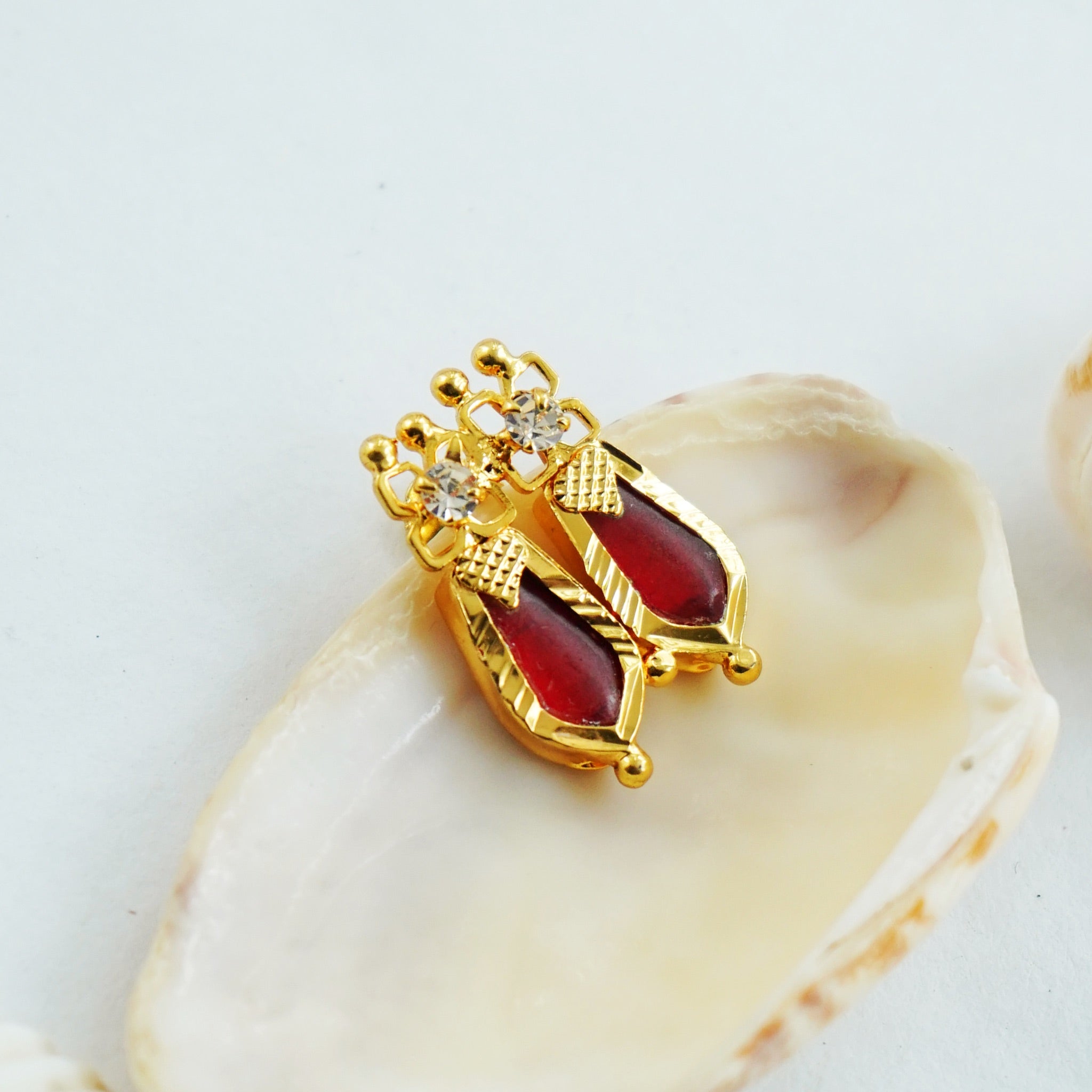 Red Nagapadam Palakka Earrings