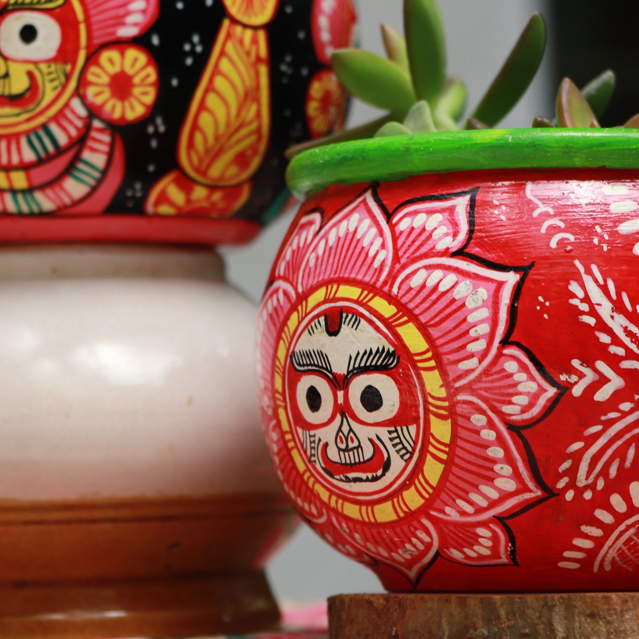 Handpainted Pattachitra Planter: Divine Jagannath - Culturati