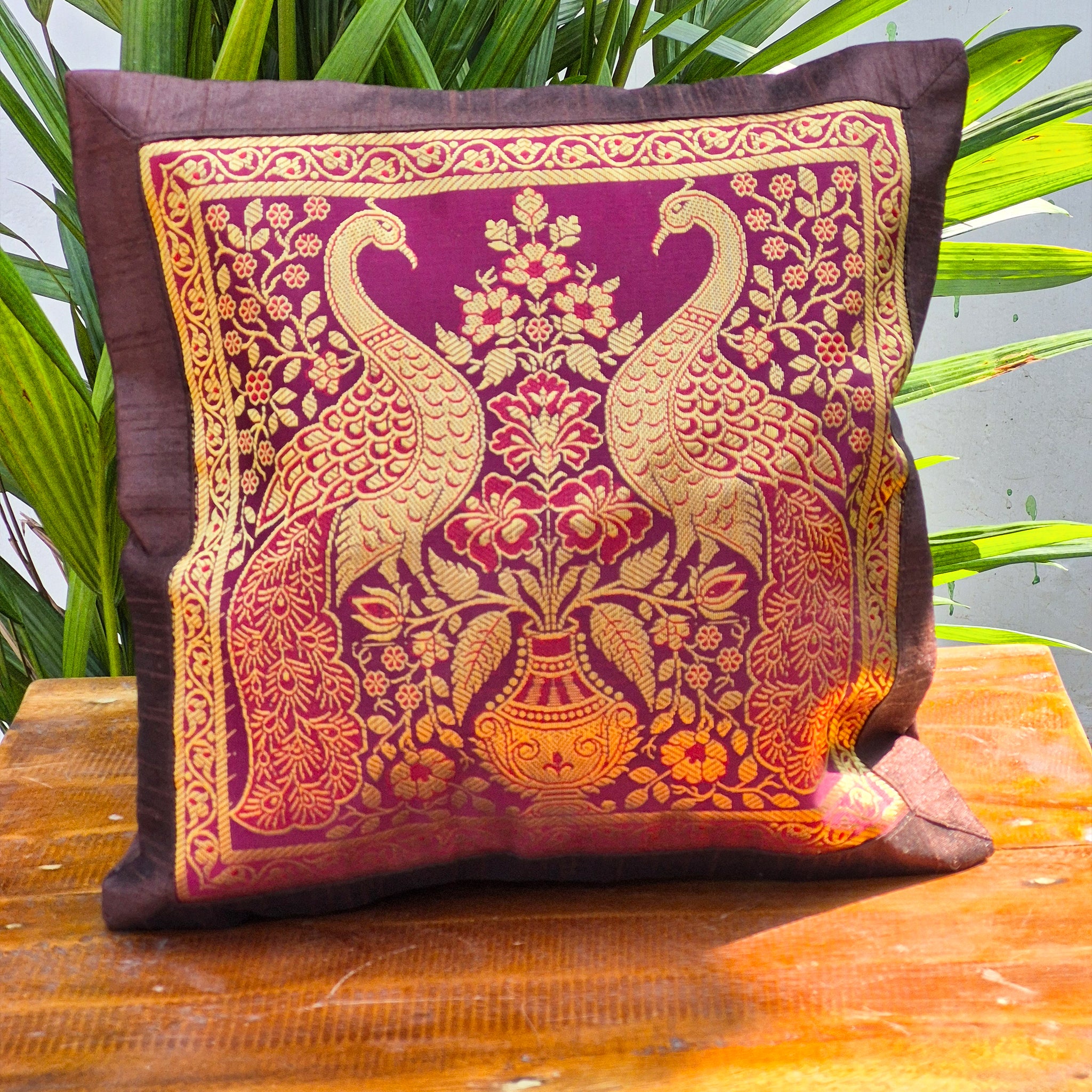 Banarasi Patchwork Pillow Covers with zari Work