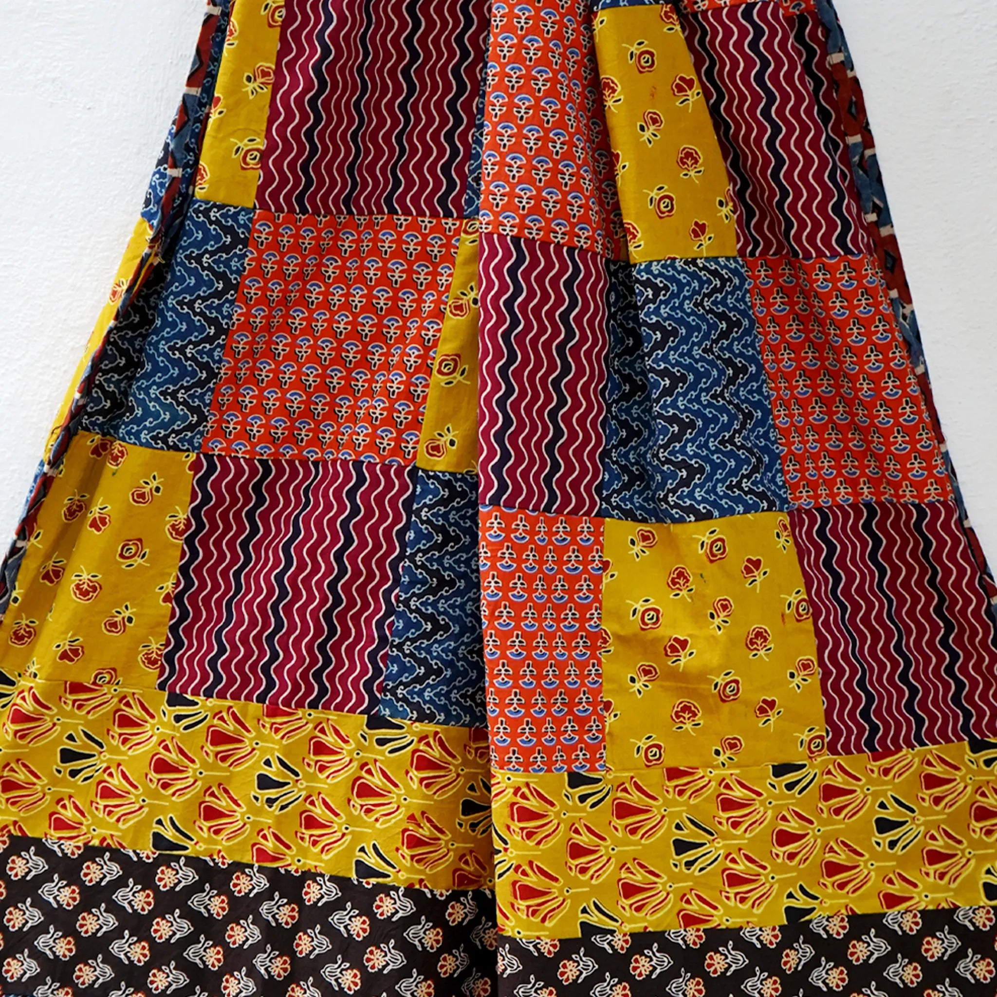 Patchwork Ajrakh Dupatta- Multi-colour