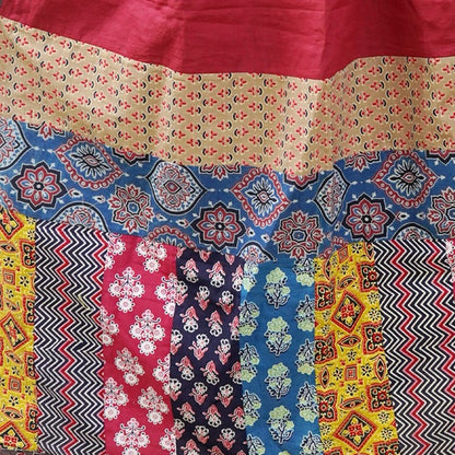 Patchwork Ajrakh Dupatta- Red