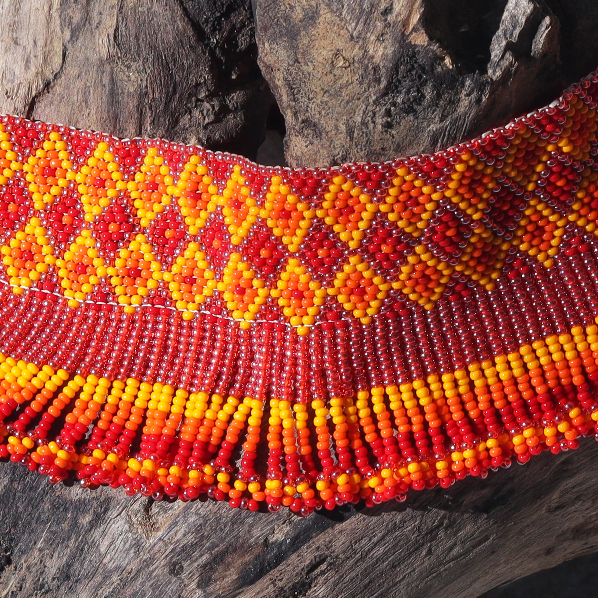 Kutch Bead work Neck piece - Red,Yellow & Orange