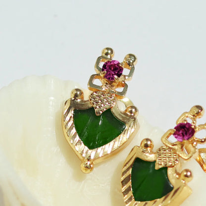 Green Leaf-shaped Palakka Earrings