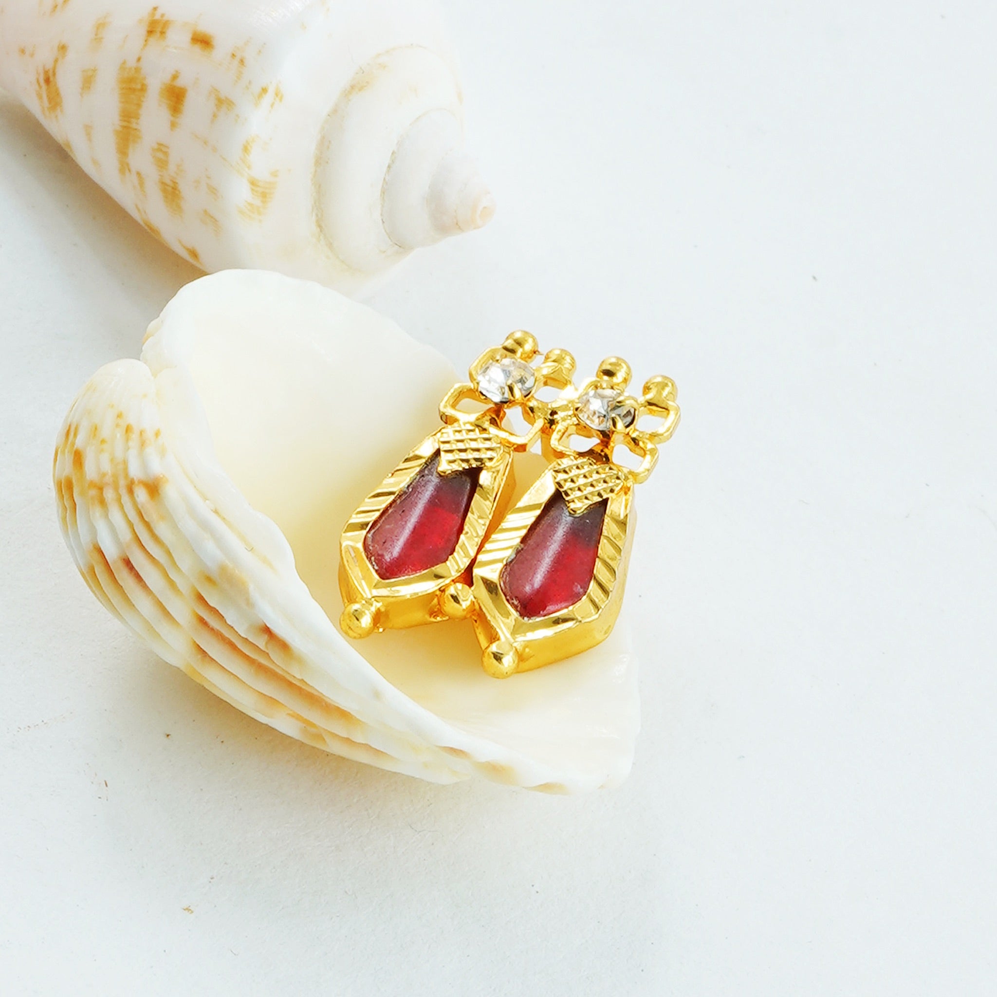 Red Nagapadam Palakka Earrings