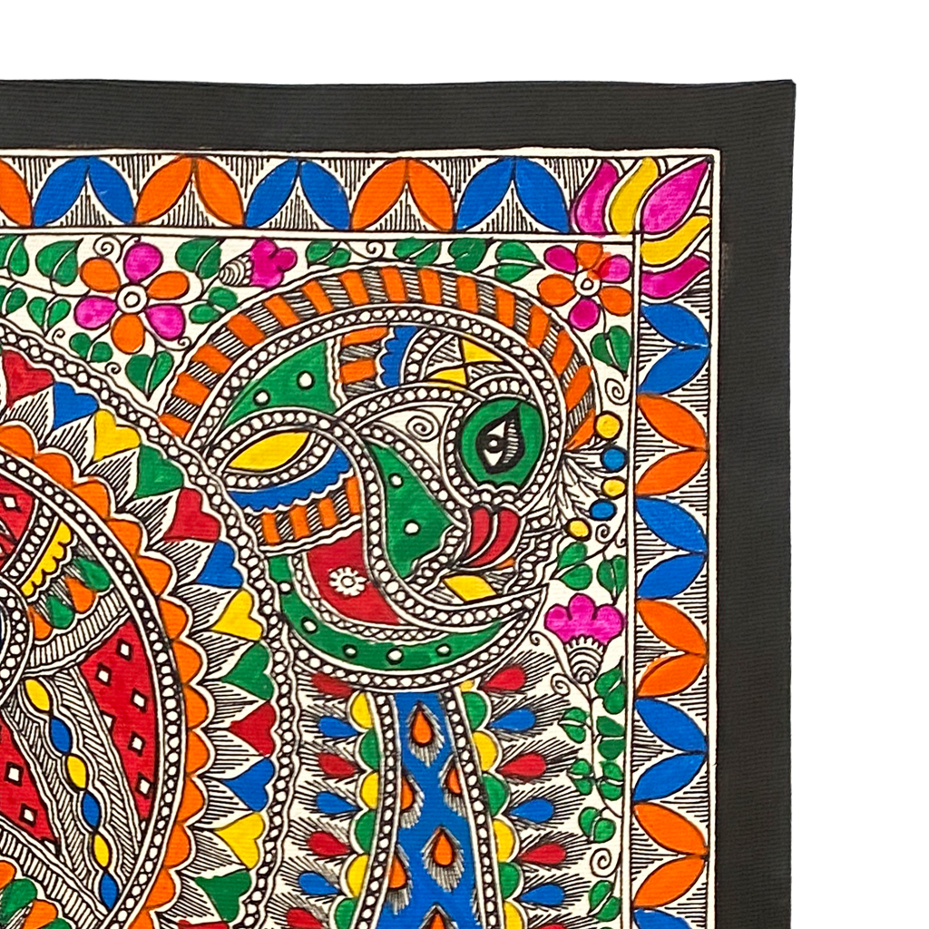 Hand Painted Colorful Madhubani Meenmor - Made to Order
