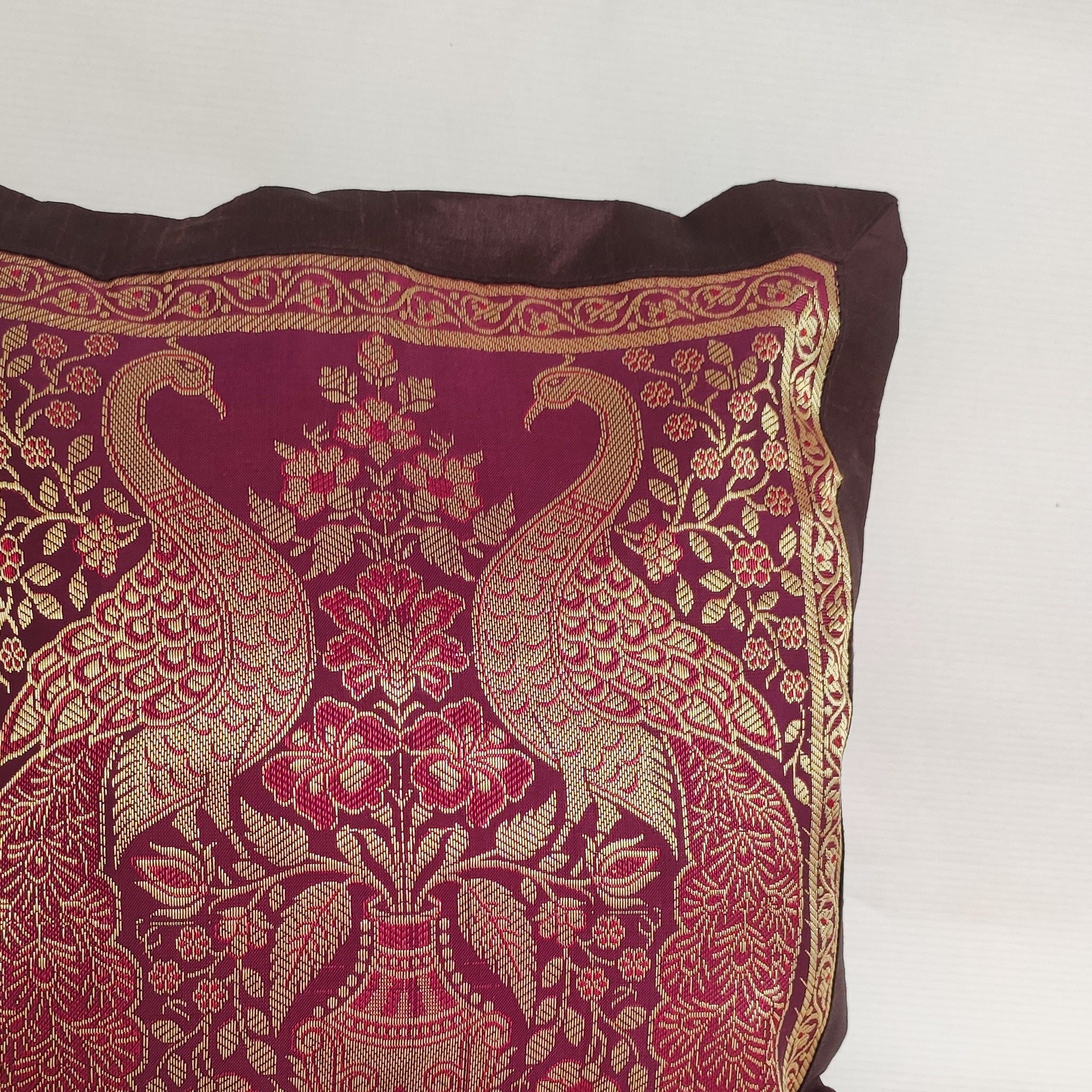 Banarasi Patchwork Pillow Covers with Zari Work set of 2 (12cmx12cm)