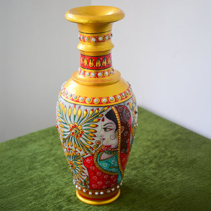 Kishangarh Marble Vase with Traditional Women Motifs