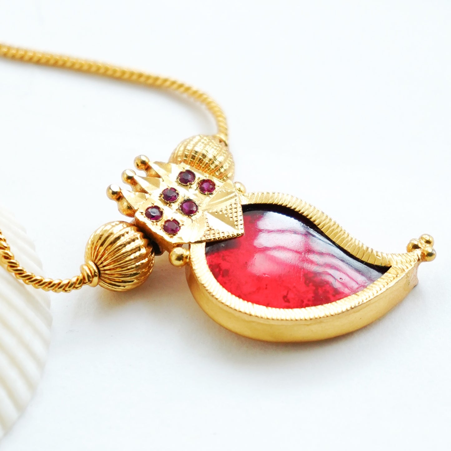 Palakka Necklace Red Mango-shaped Pendant