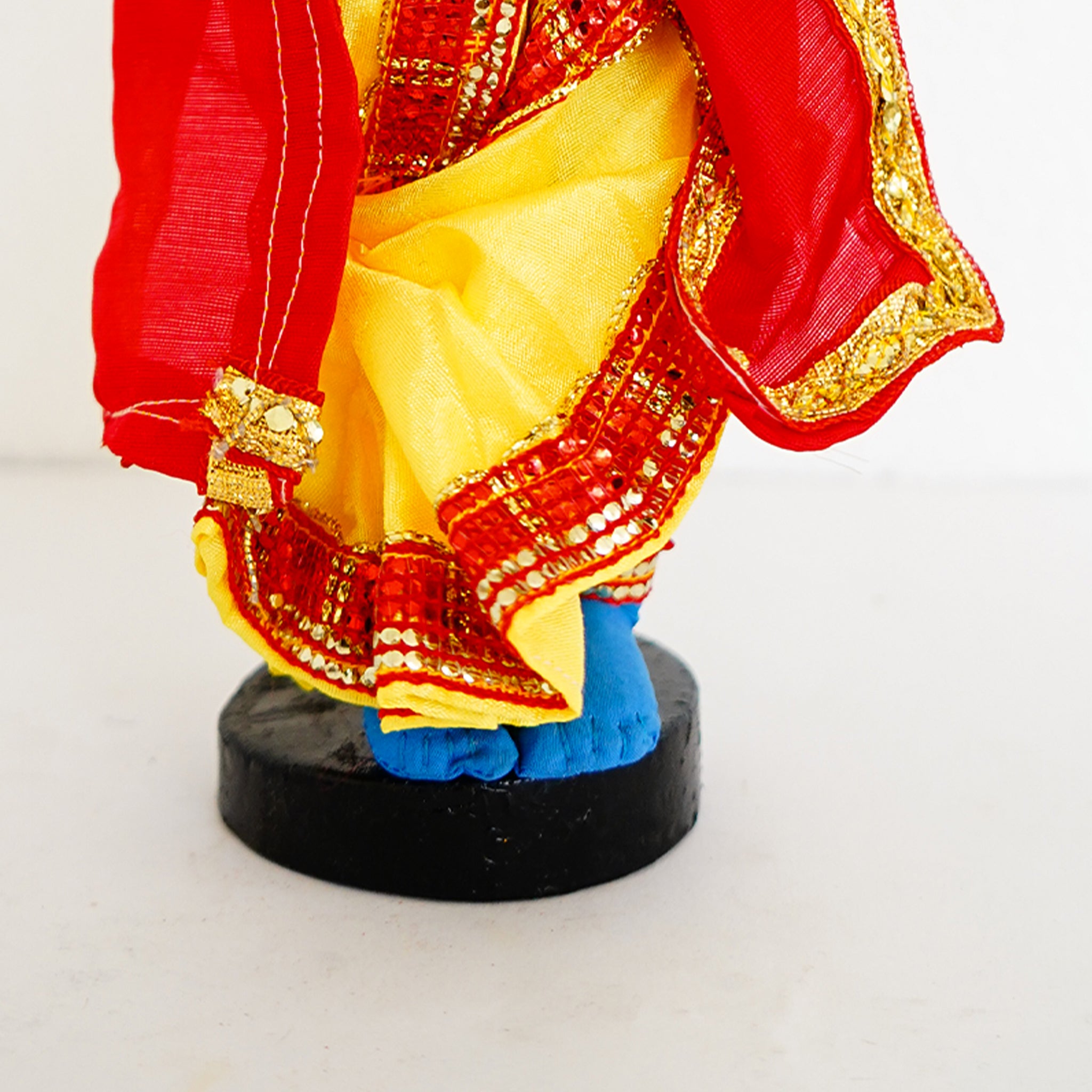 Handmade Fabric Doll Flute Enchanter Krishna in Bliss Green Crown