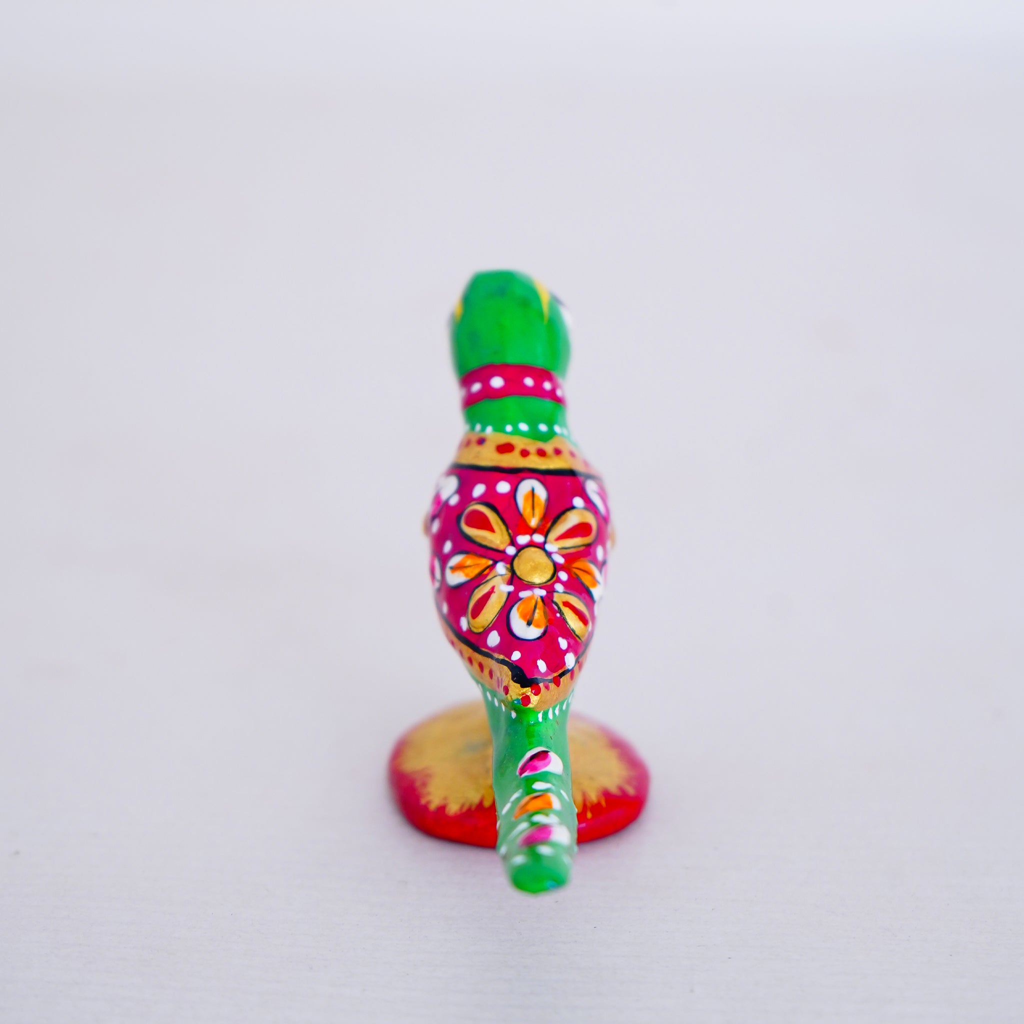 Elegant Handcrafted Meenakari Design Parrot Statue in Green